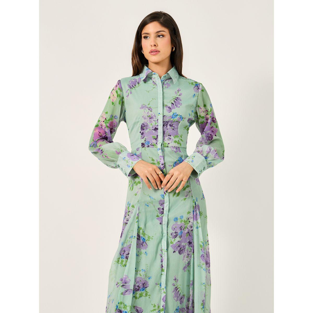 فستان طويل بطبعة زهور وأكمام طويلة-women-clothing-dresses-image-3