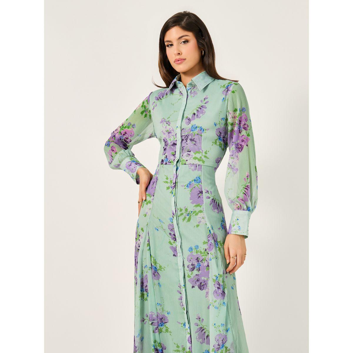 فستان طويل بطبعة زهور وأكمام طويلة-women-clothing-dresses-image-4