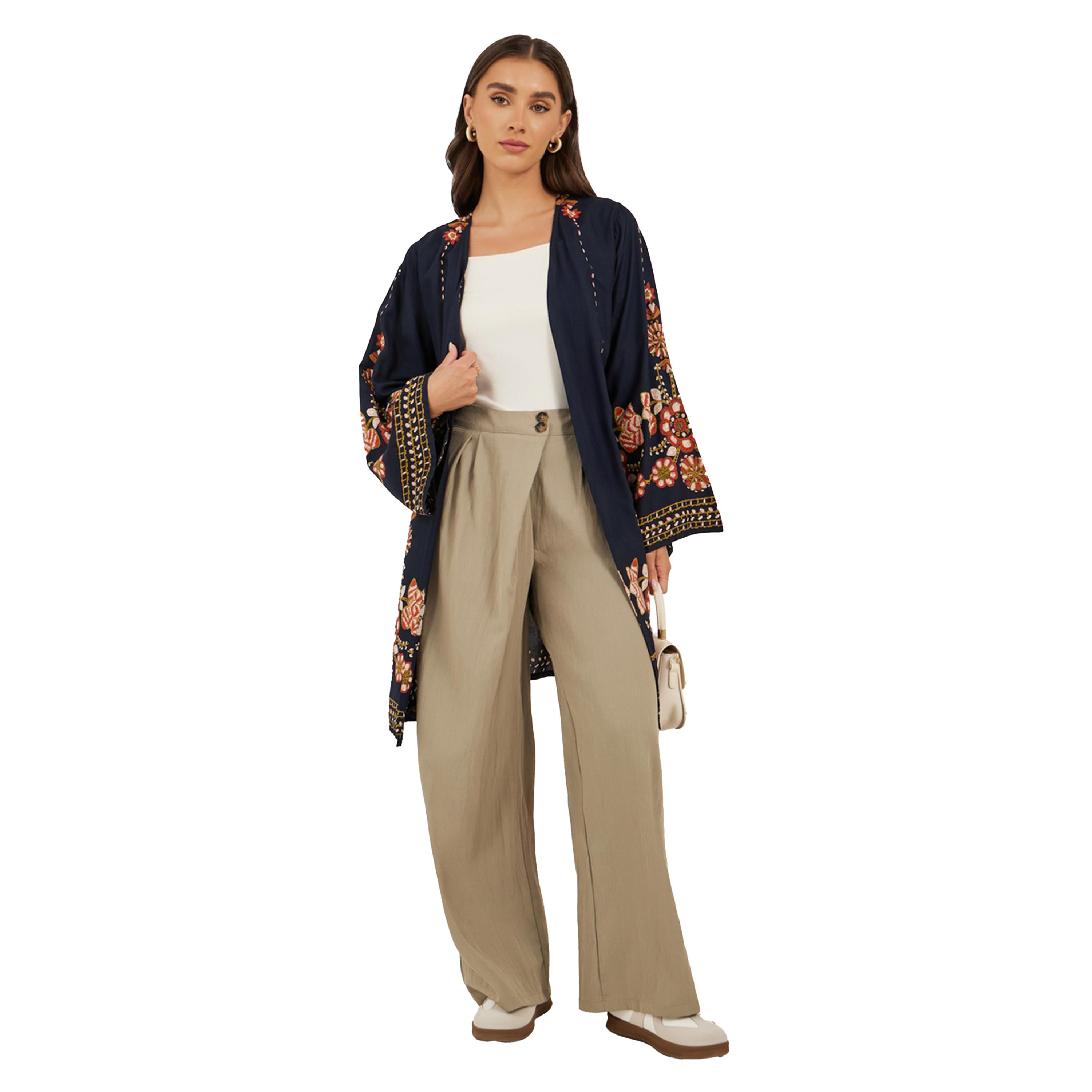 Styli Floral Printed Regular Fit Knee Length Kimono-women-clothing-shirtsandblouses-shirts-image-2