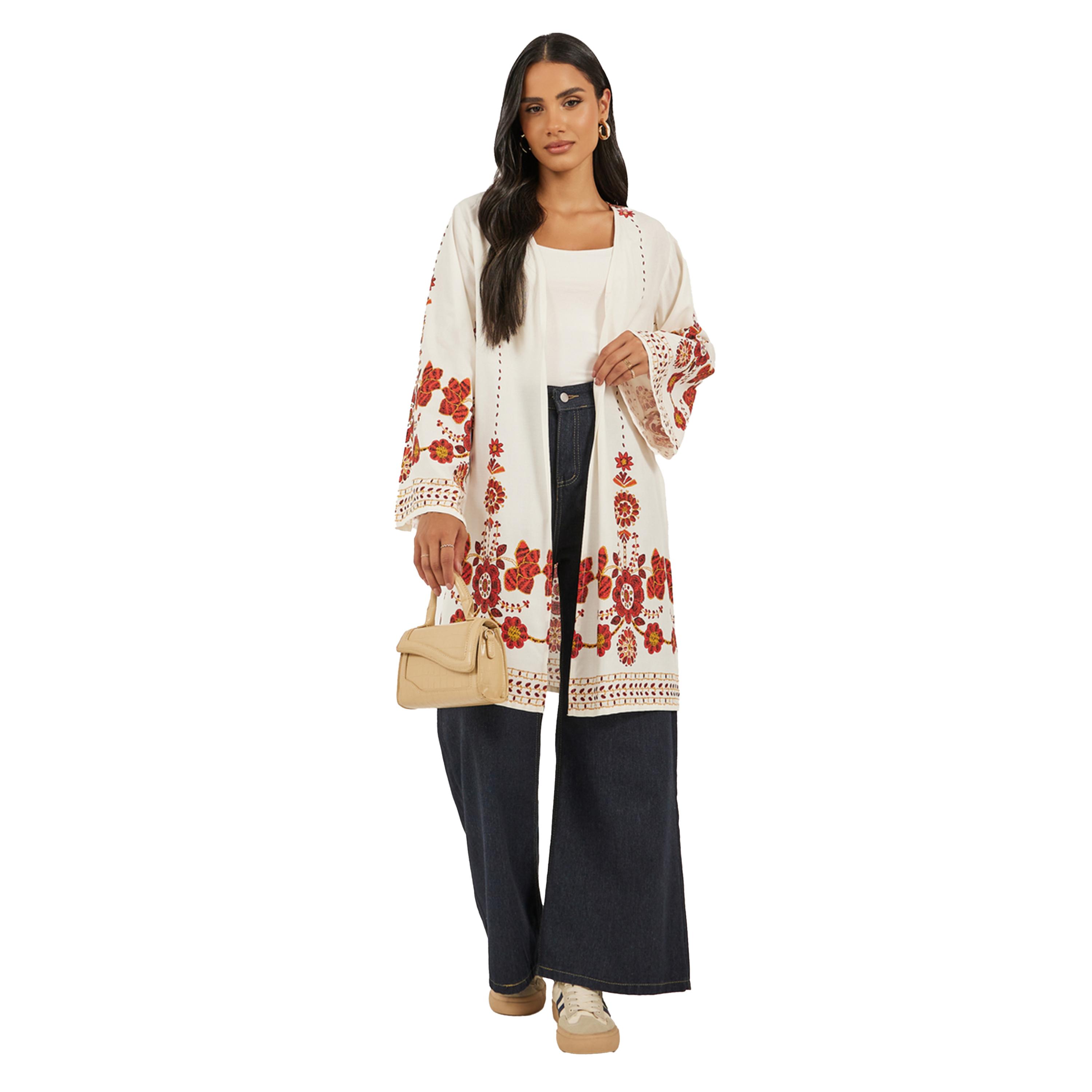 Styli Floral Printed Regular Fit Knee Length Abaya-women-arabicclothing-abayas-image-1