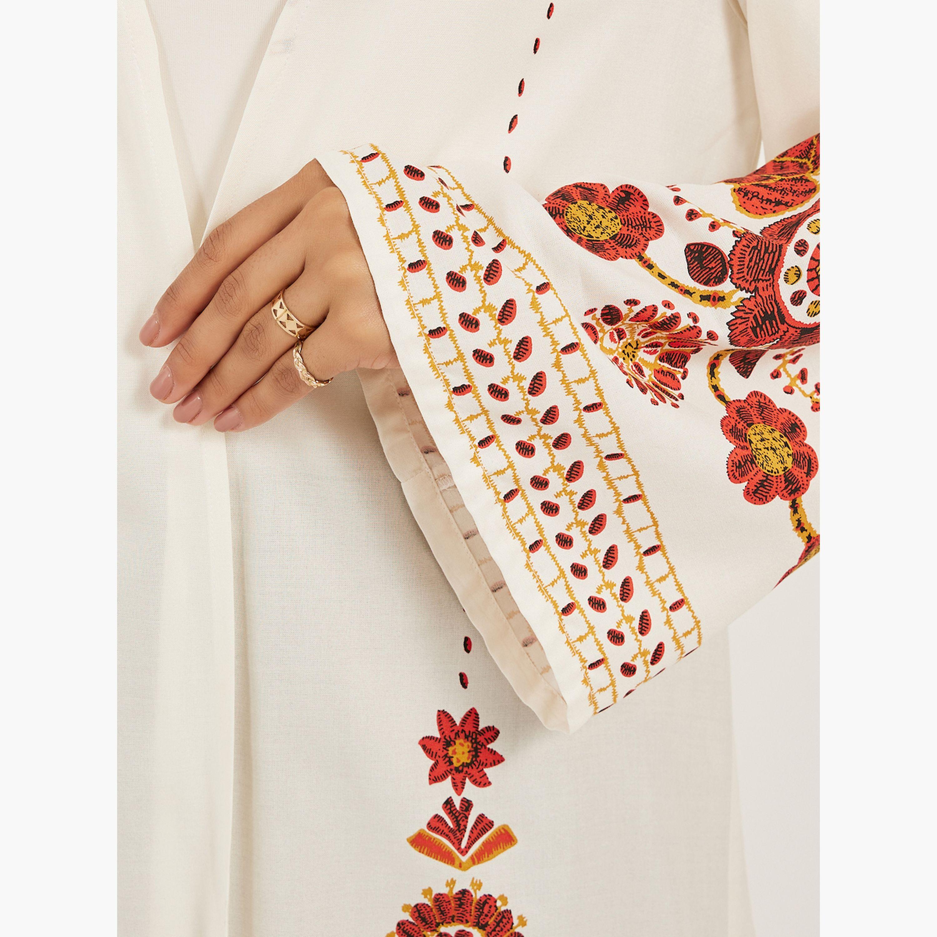 Styli Floral Printed Regular Fit Knee Length Abaya-women-arabicclothing-abayas-image-3