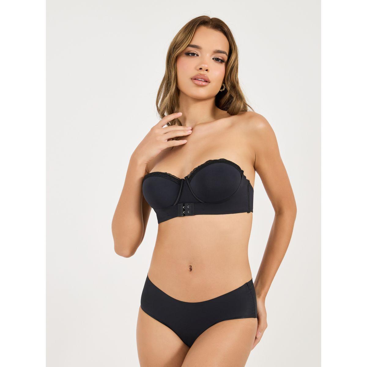 Styli Padded Wired Lace Edge Bra with Clear Strap-women-clothing-lingerie-bras-image-2