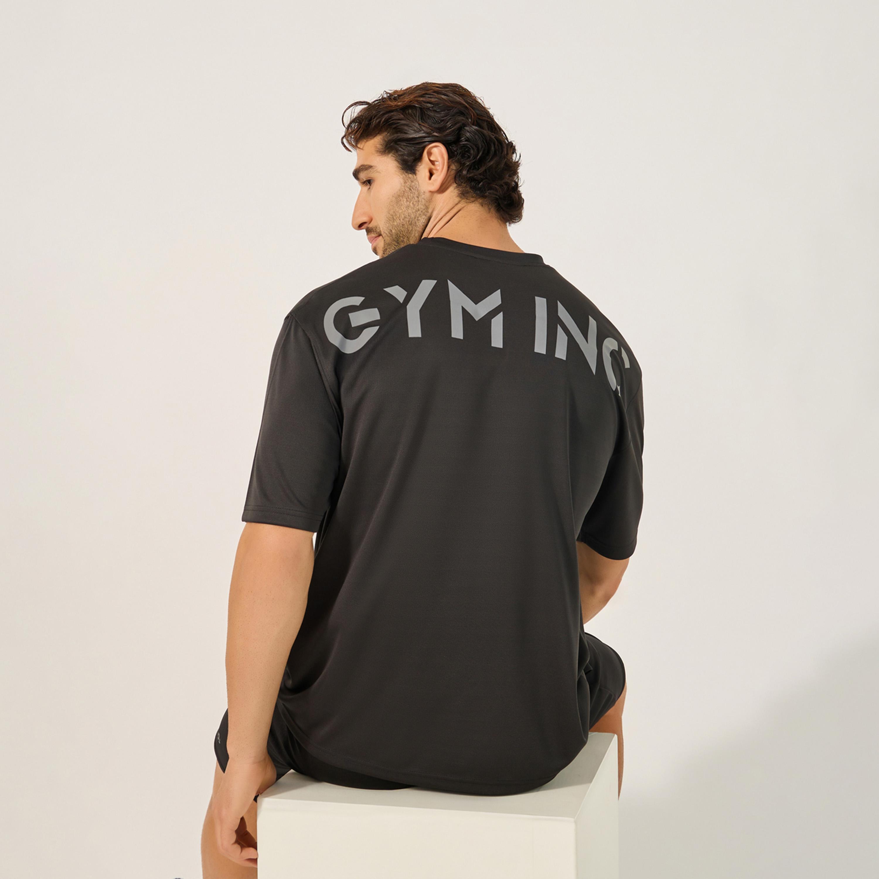 Styli Active Slogan Print Round Neck Oversized Training T-Shirt-men-clothing-sportswearandactivewear-tshirtsandpolos-image-1