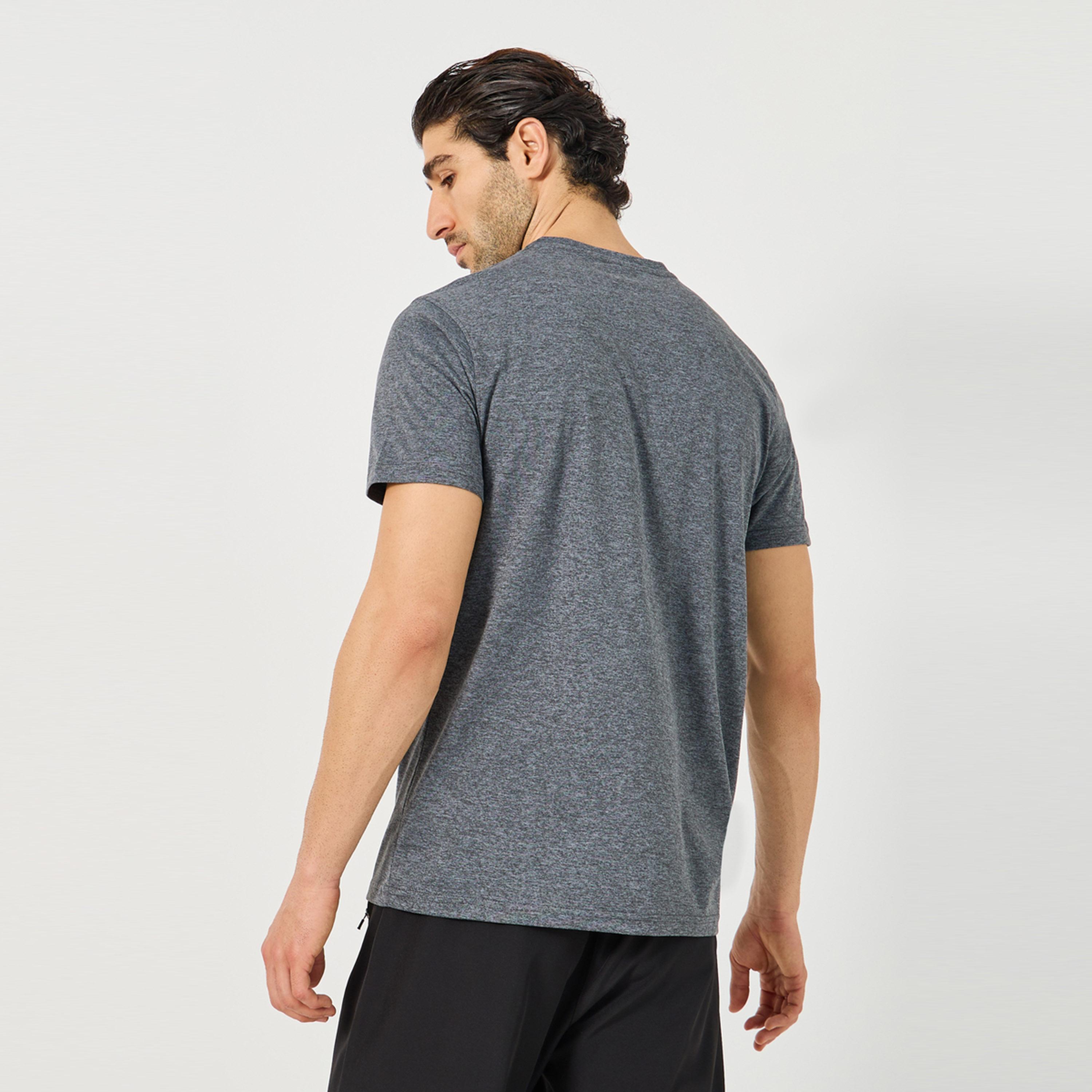 Styli Minimal Slogan Print Melange Knit T-Shirt-men-clothing-sportswearandactivewear-tshirtsandpolos-image-4