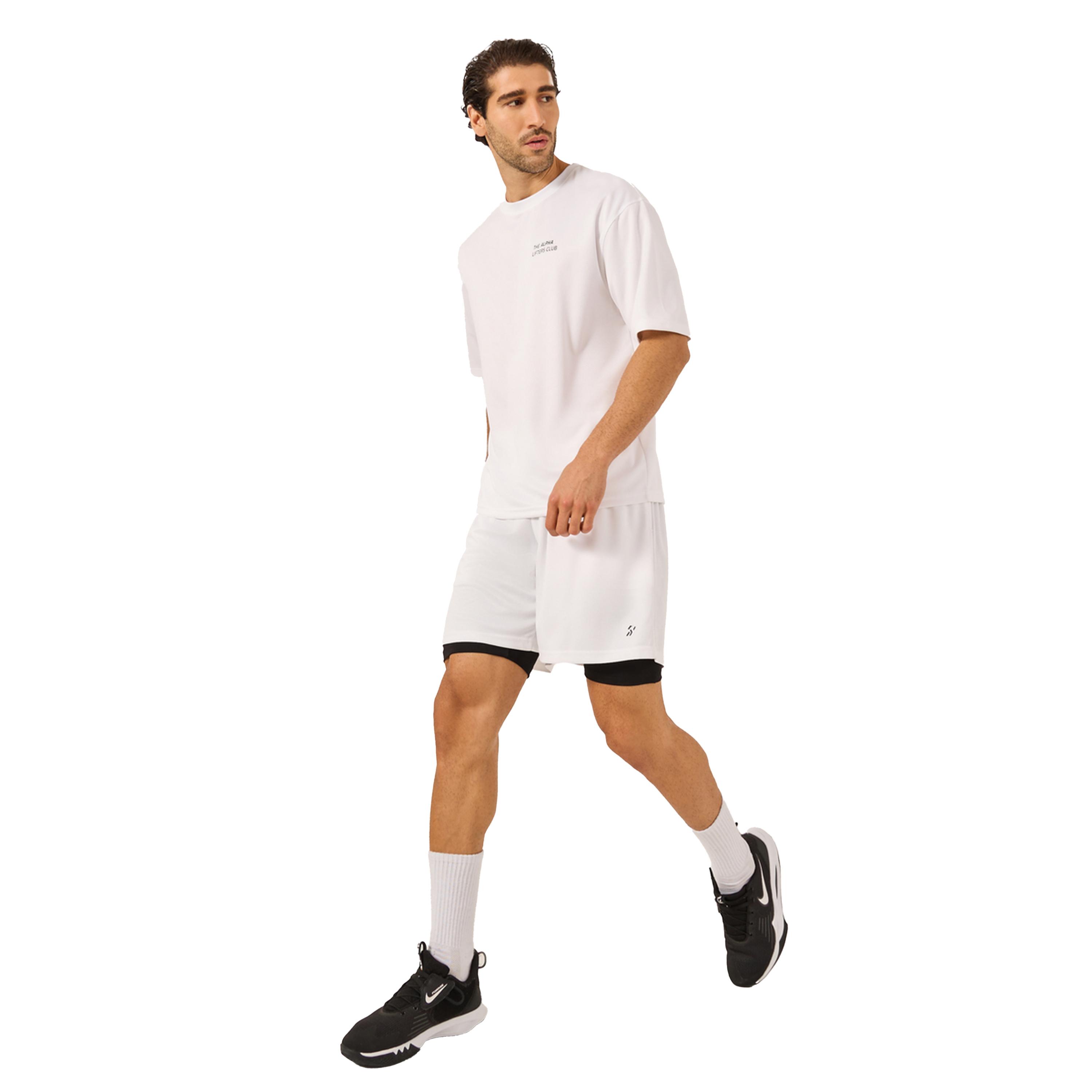 ستايلي - طقم تي شيرت شبكي مطبوع بسيط مع شورت 2 في 1-men-clothing-sportswearandactivewear-tracksuits-image-1