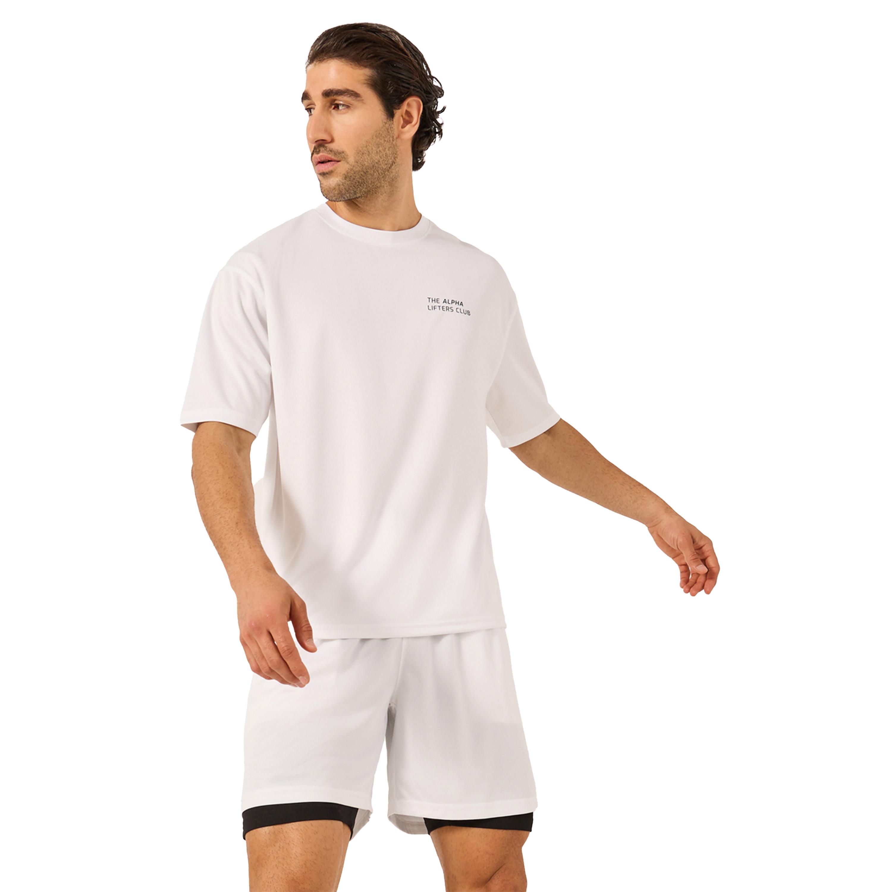 ستايلي - طقم تي شيرت شبكي مطبوع بسيط مع شورت 2 في 1-men-clothing-sportswearandactivewear-tracksuits-image-2