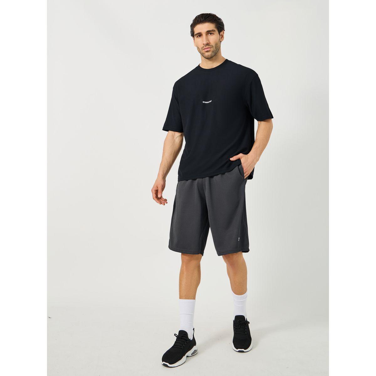 Styli Mesh Insert Oversized Training Shorts with Badge Detail-men-clothing-sportswearandactivewear-bottoms-shorts-image-2