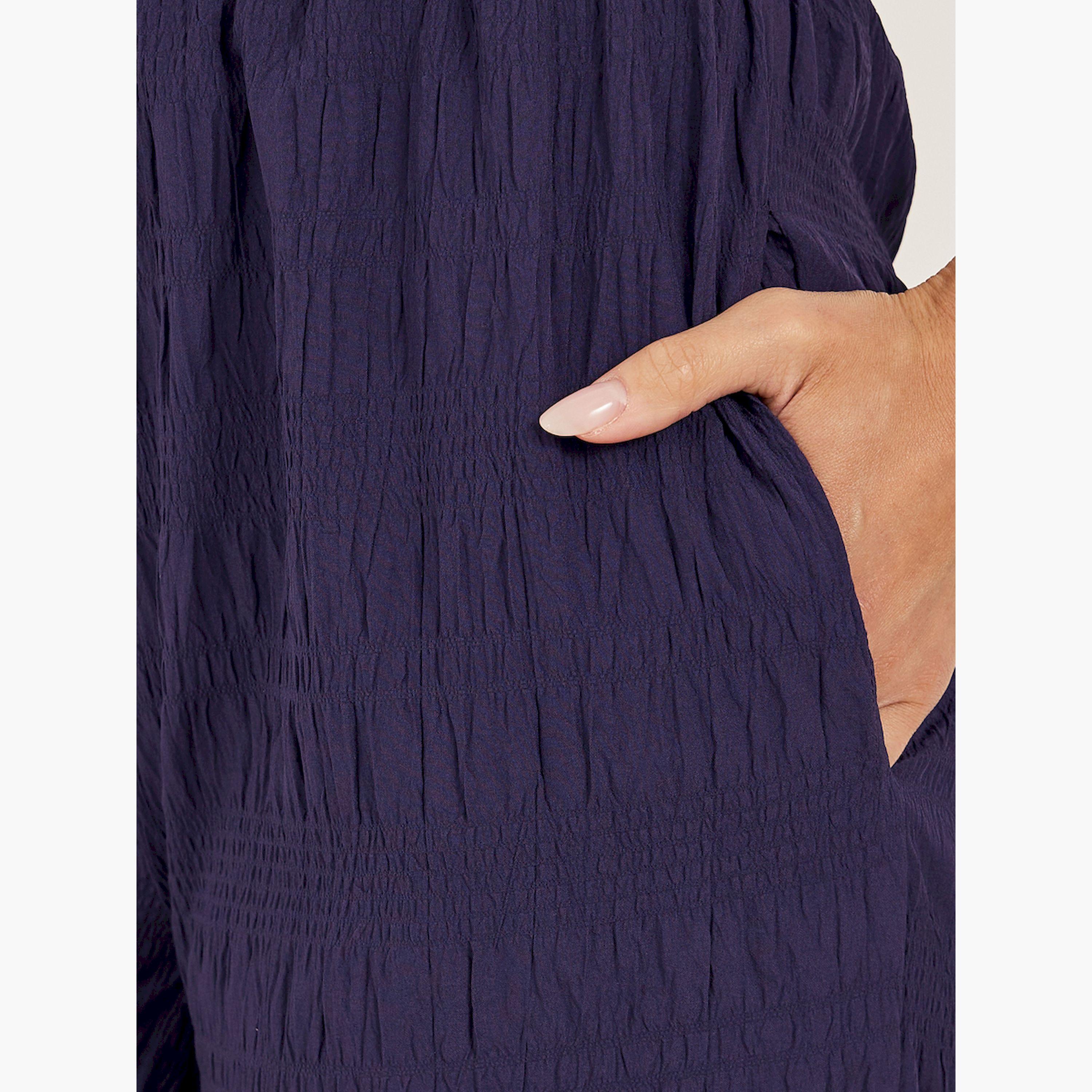Styli Textured Wide Leg Pants with Elastic Waistband-women-clothing-bottoms-trousers-image-3