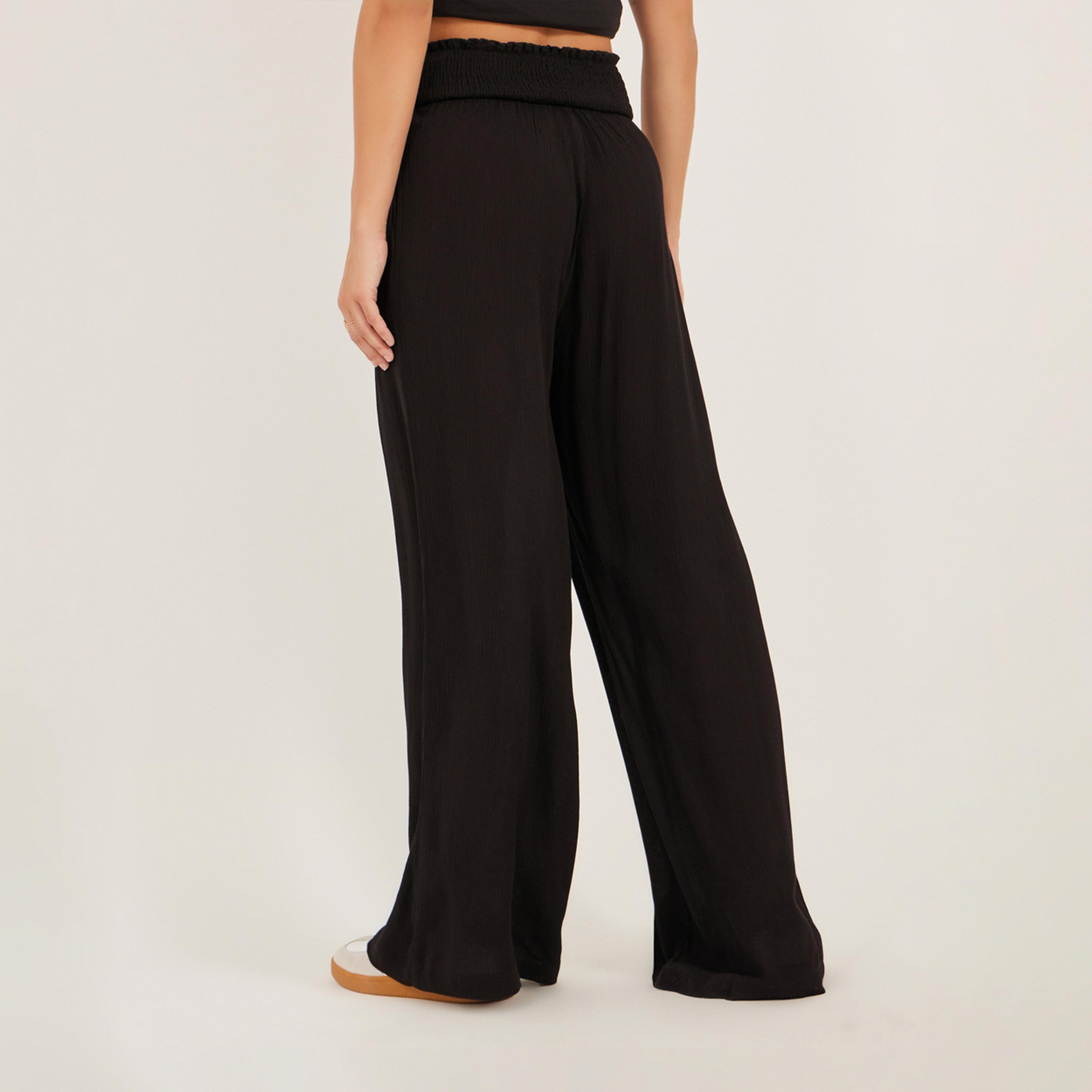 ستايلي - بنطال واسع الساق بخصر مرتفع وحزام خصر مطرز-women-clothing-bottoms-trousers-image-5