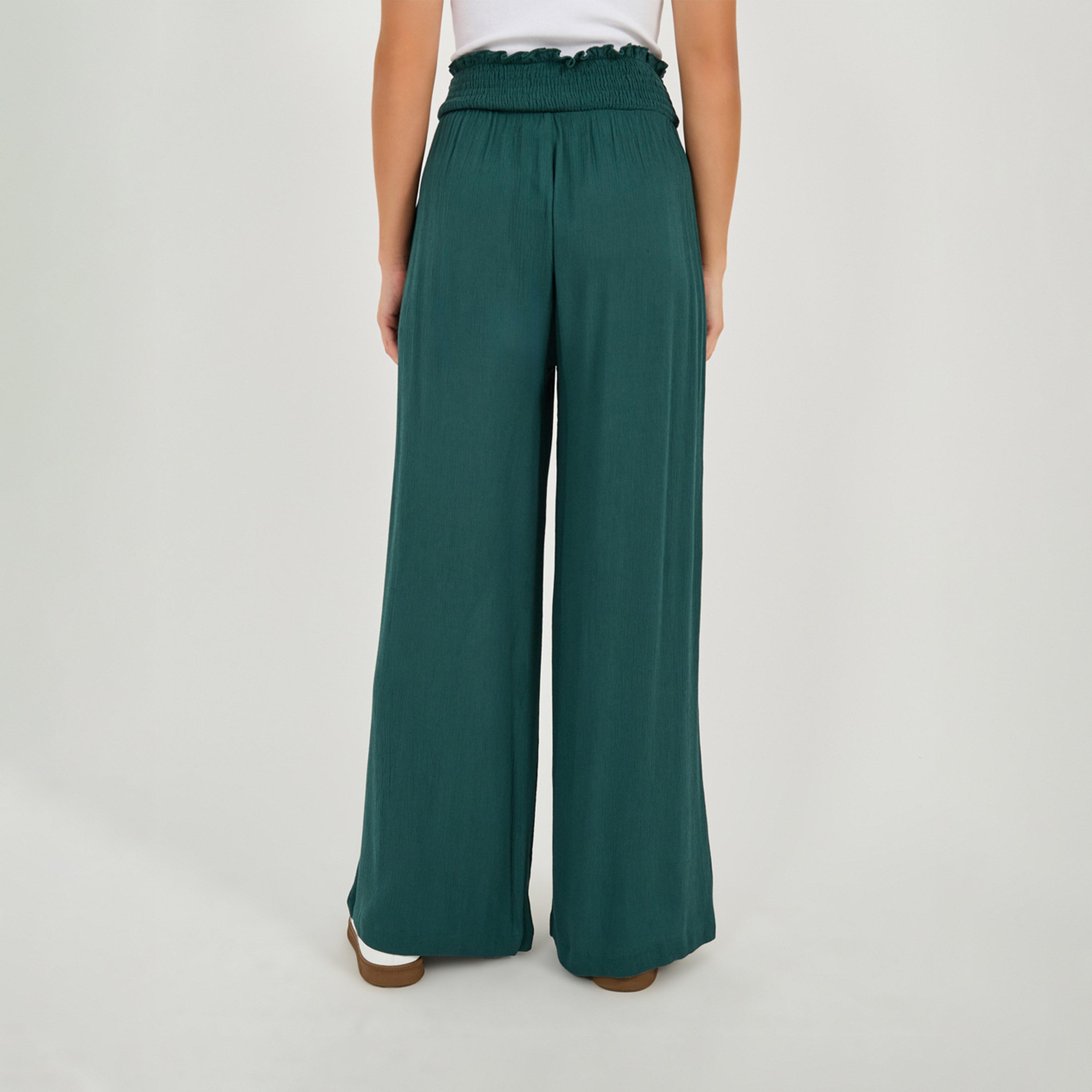 ستايلي - بنطال واسع الساق بخصر مرتفع وحزام خصر مطرز-women-clothing-bottoms-trousers-image-4