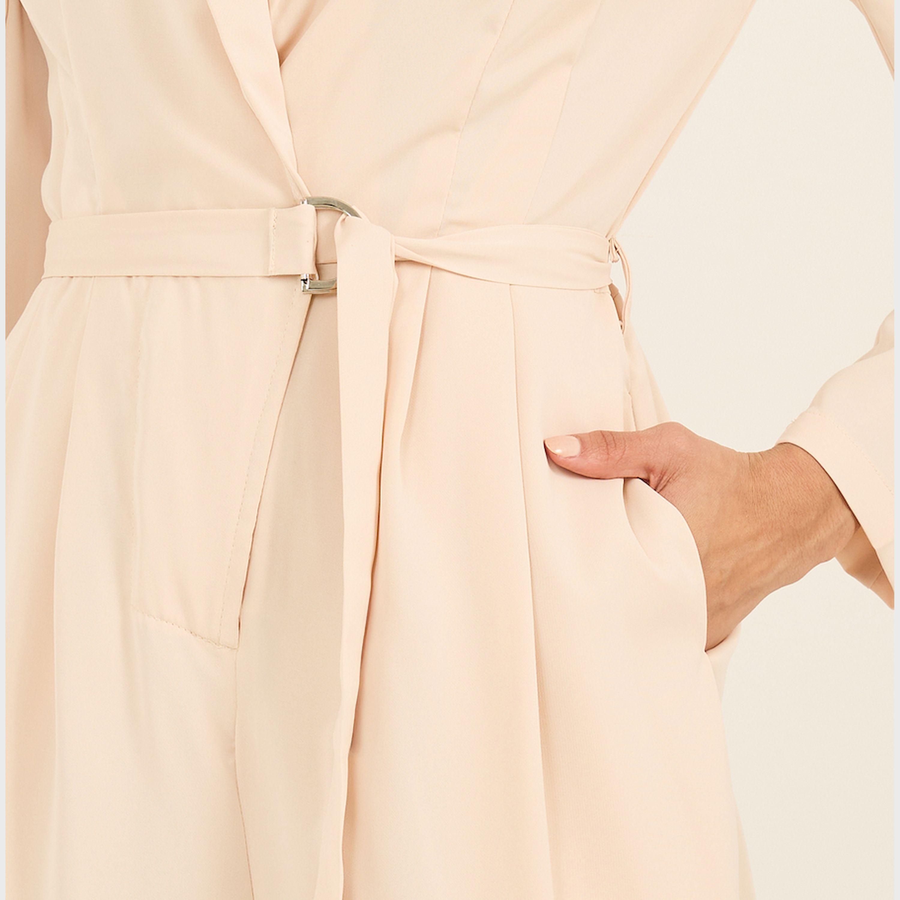 ستايلي - جمبسوت بقصة ساق مستقيمة وياقة مطوية وحزام-women-clothing-jumpsuits-image-4
