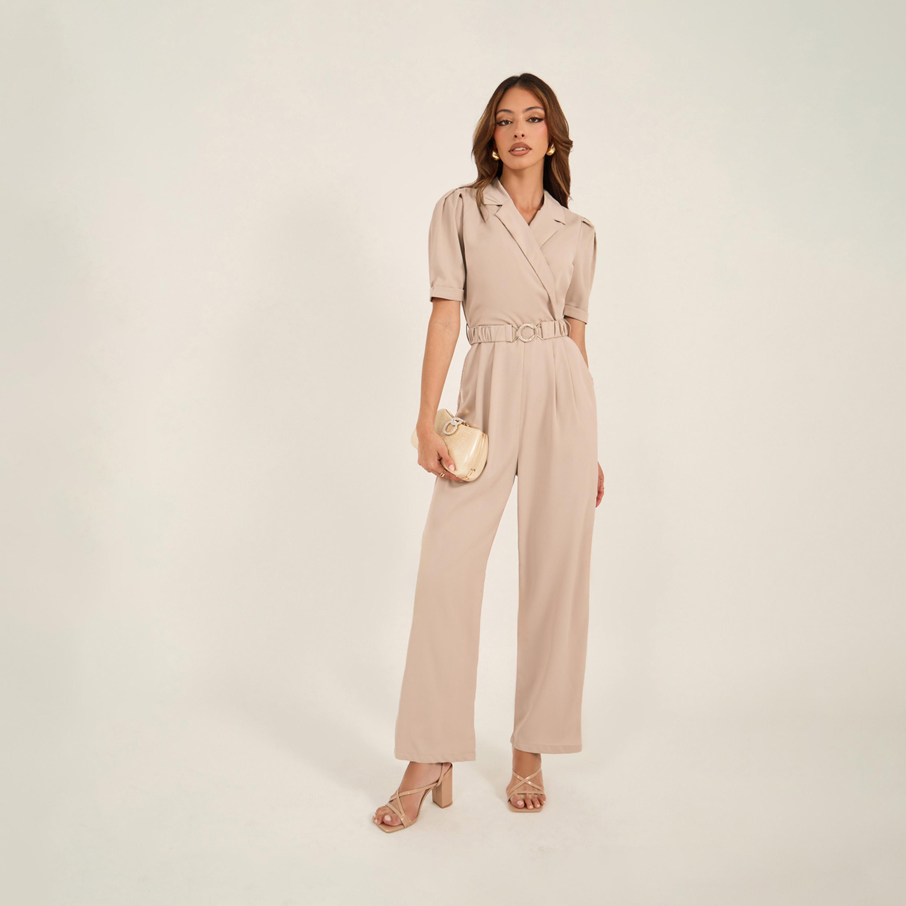 Styli Lapel Collar Straight Leg Jumpsuit With Elasticated Belt-women-clothing-jumpsuits-image-1