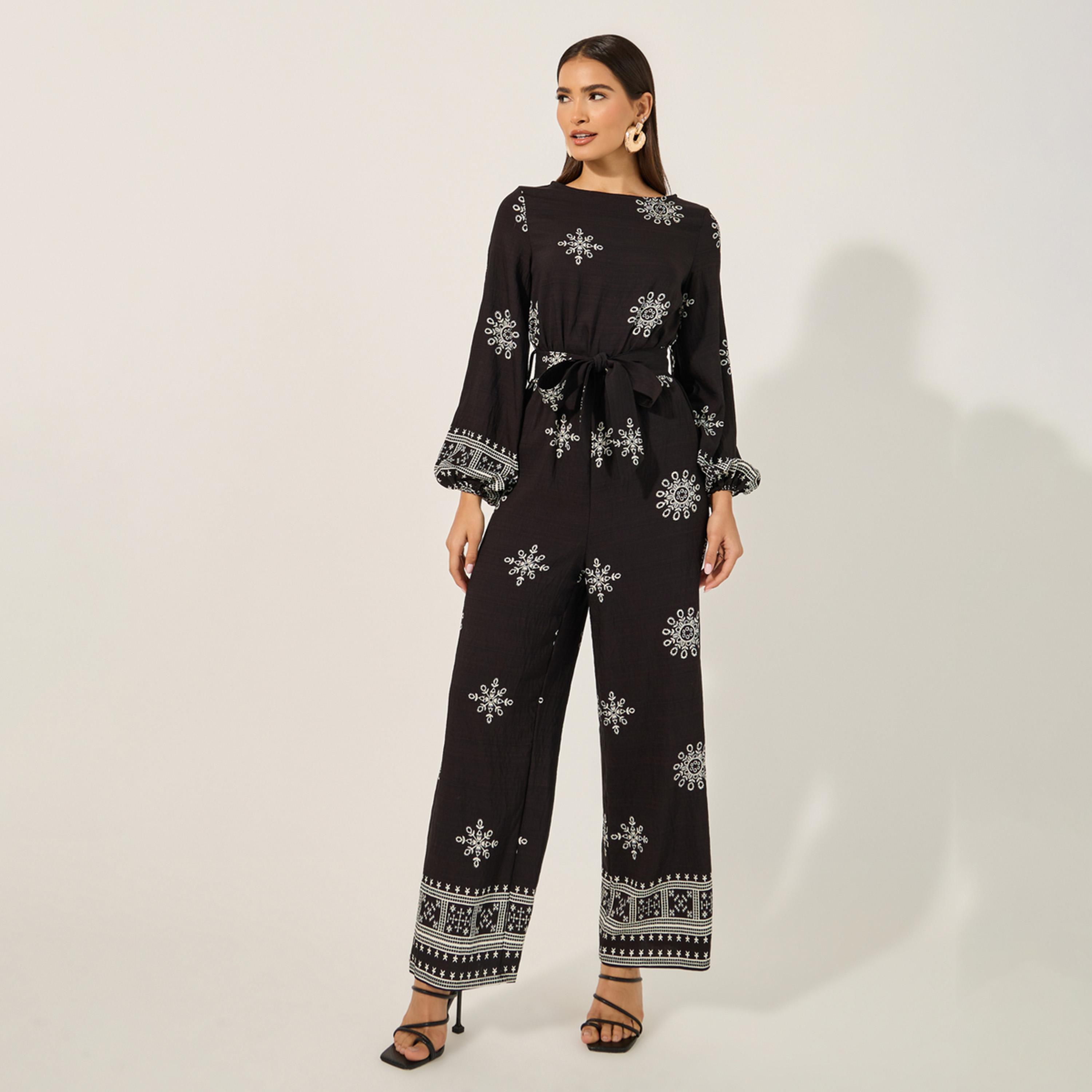 ستايلي - جمبسوت مطبوع بالكامل بقصّة ساق مستقيمة-women-clothing-jumpsuits-image-1