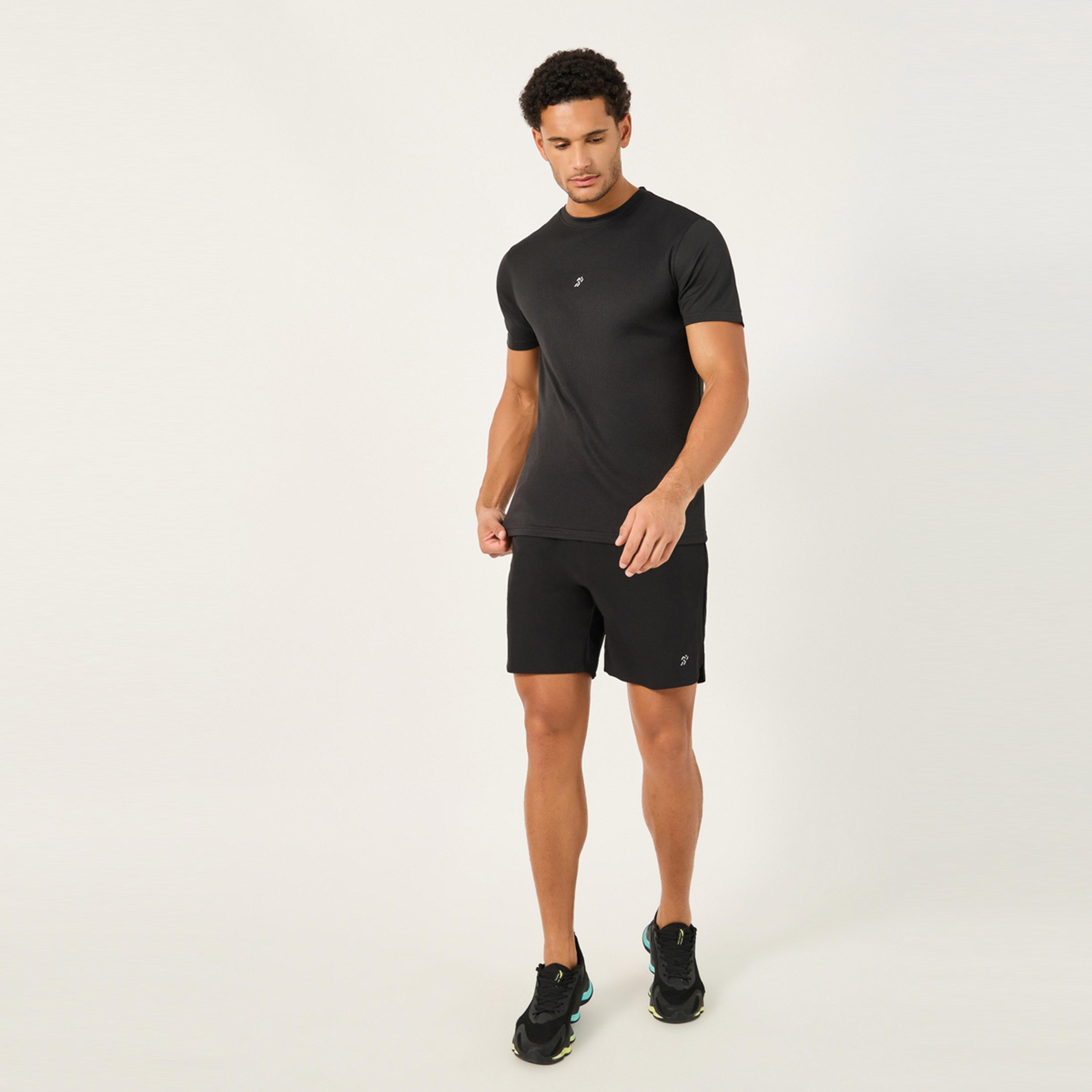 Styli Textured Logo Print Back Striped Work-Out T-Shirt-men-clothing-sportswearandactivewear-tshirtsandpolos-image-2