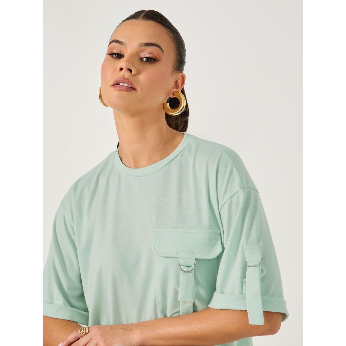 تيشيرت فضفاض بياقة دائرية وجيب-women-clothing-tshirts-image-4