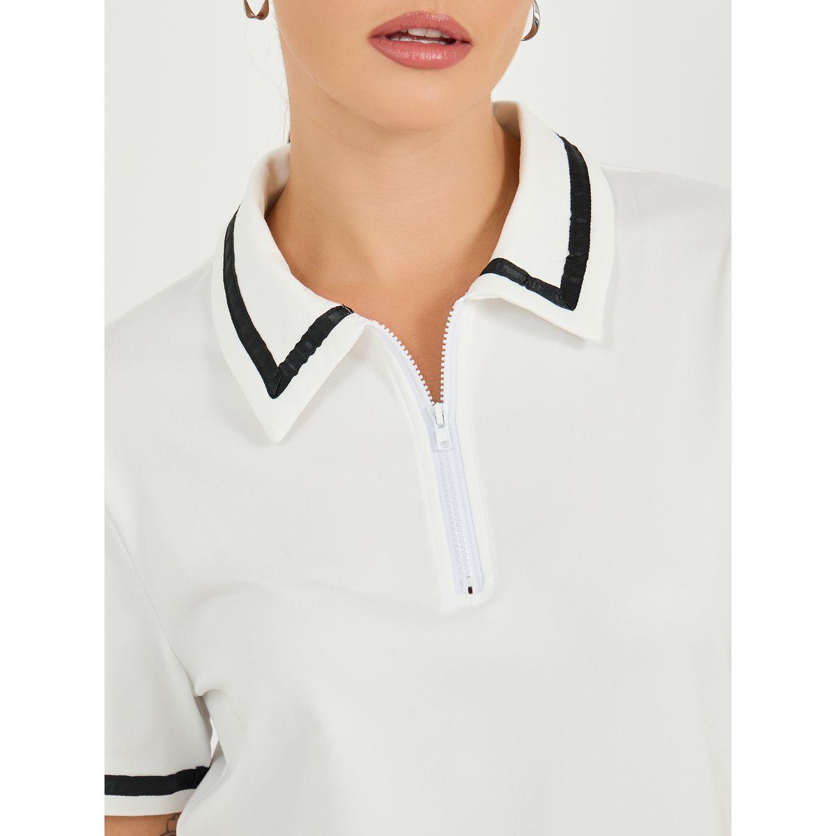Regular Fit Striped Trims Polo T-Shirt-women-clothing-tshirts-image-5