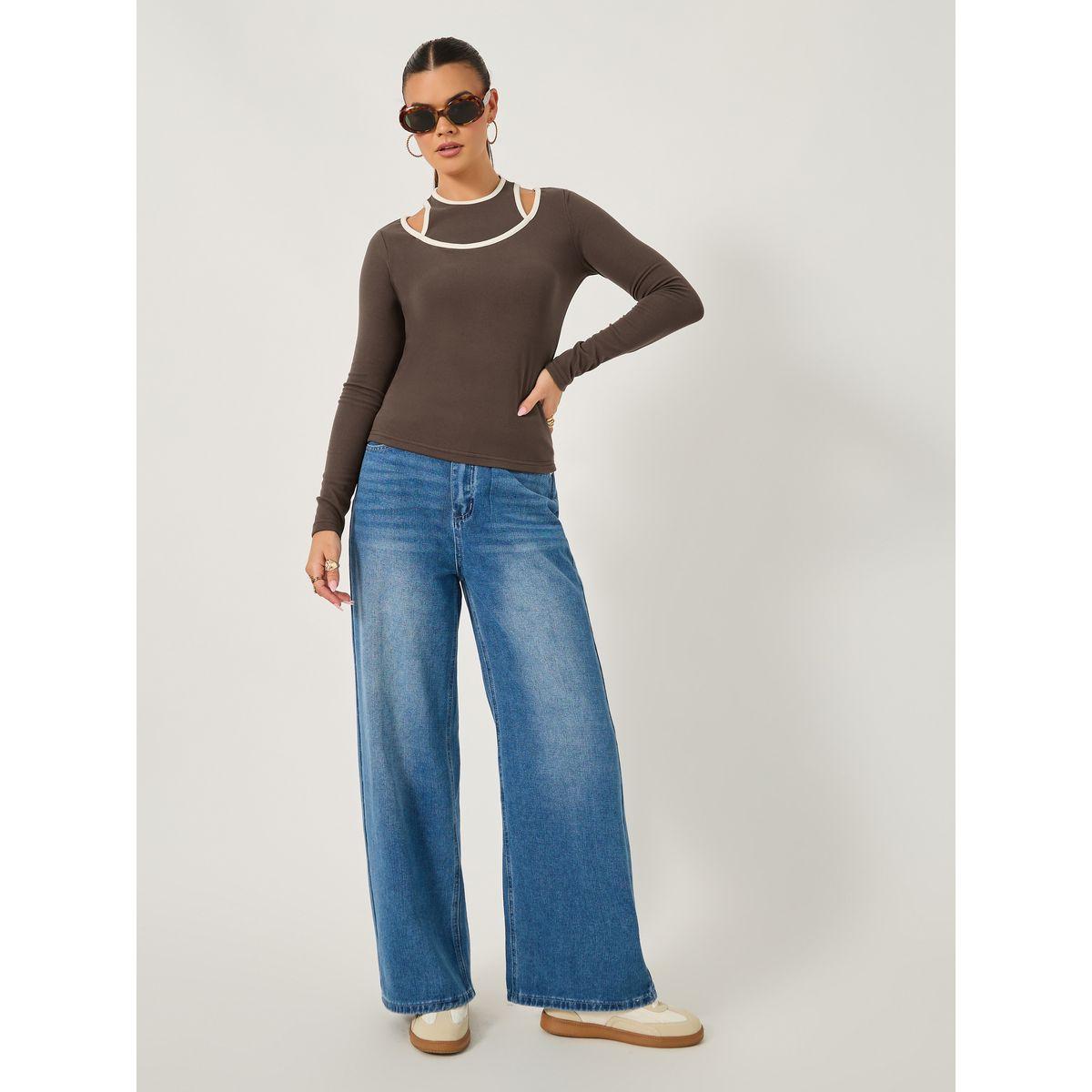 Styli Rib Knit Layered Long Sleeve Fitted T-Shirt-women-clothing-tshirts-image-3