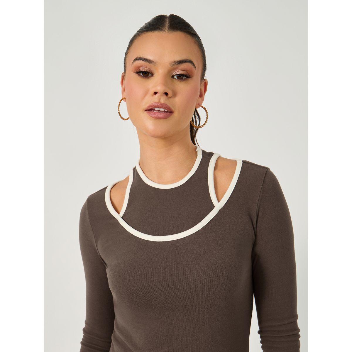 Styli Rib Knit Layered Long Sleeve Fitted T-Shirt-women-clothing-tshirts-image-4