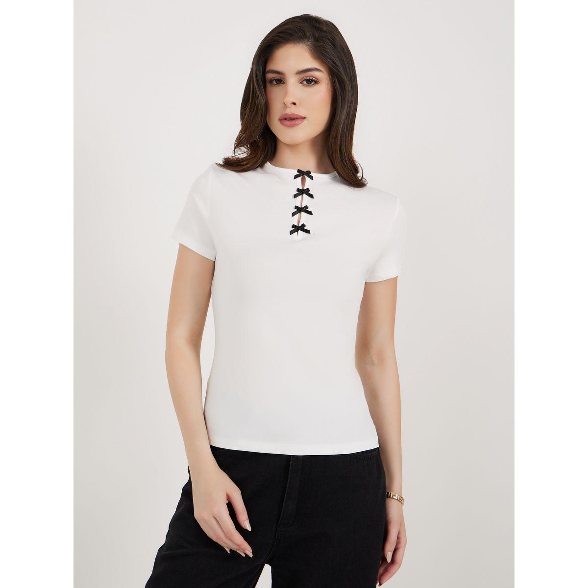 Styli Round Neck Bow Detail Fitted T-Shirt-women-clothing-tshirts-image-3
