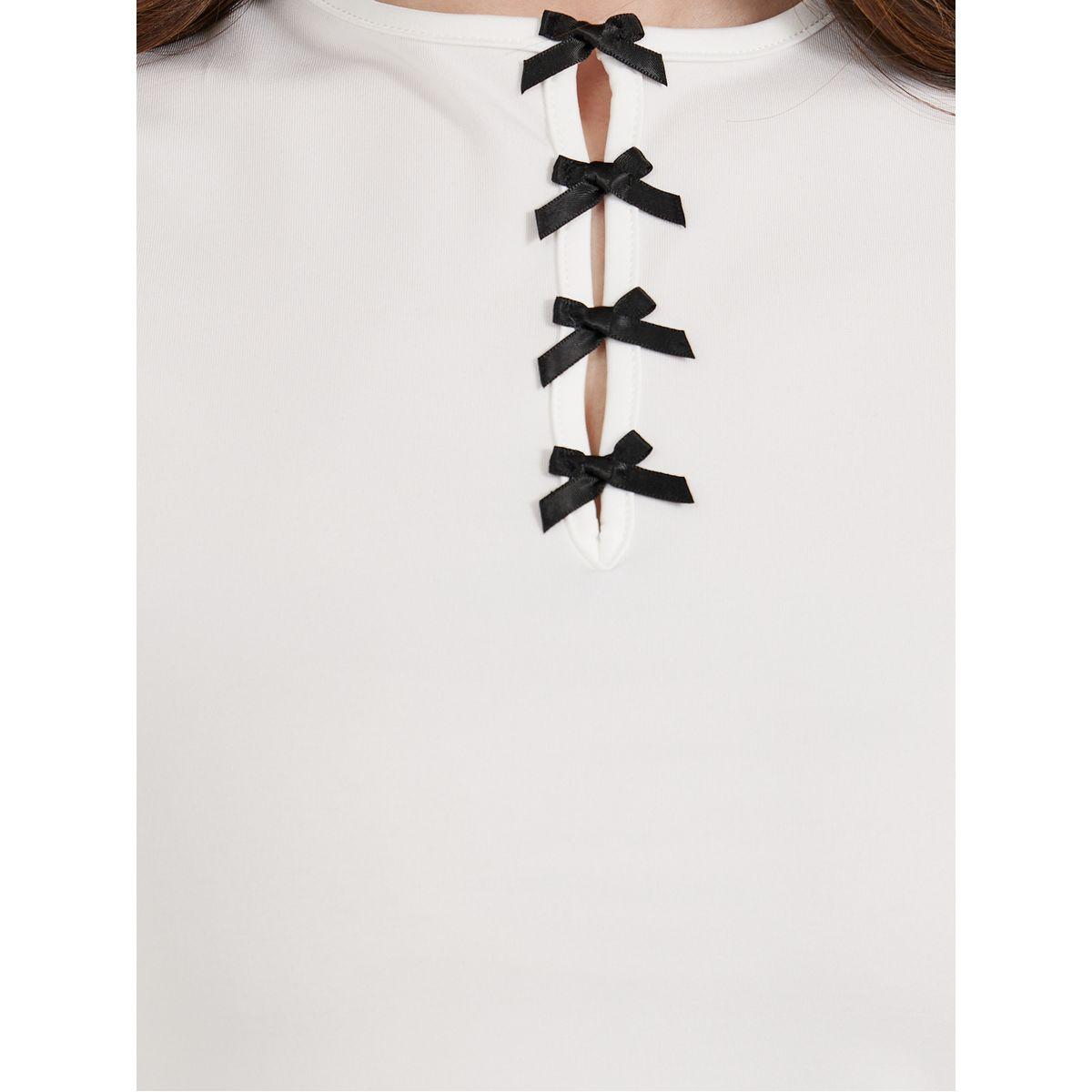 Styli Round Neck Bow Detail Fitted T-Shirt-women-clothing-tshirts-image-4
