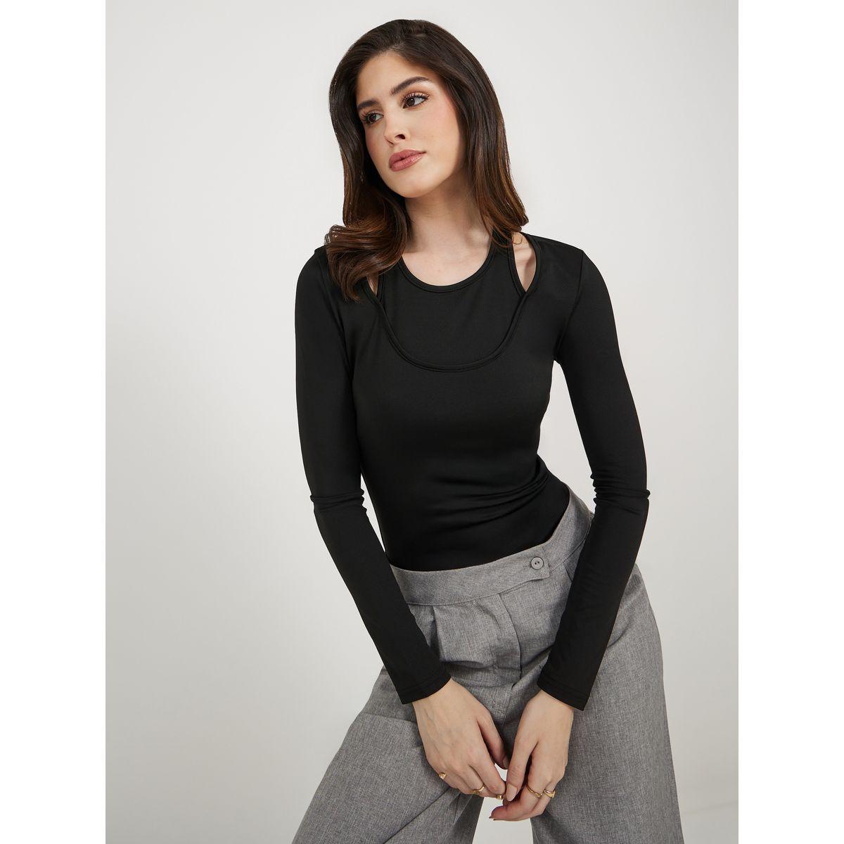 Styli Cut-Out Detail Halter Neck Fitted T-Shirt-women-clothing-tshirts-image-1