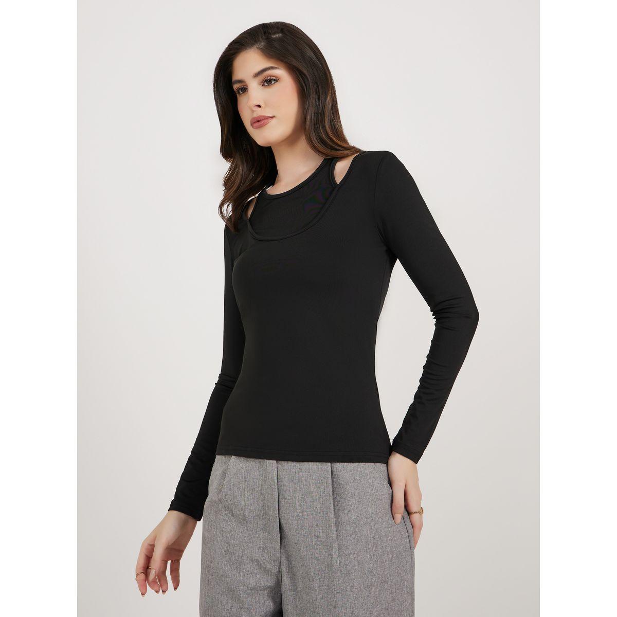Styli Cut-Out Detail Halter Neck Fitted T-Shirt-women-clothing-tshirts-image-3
