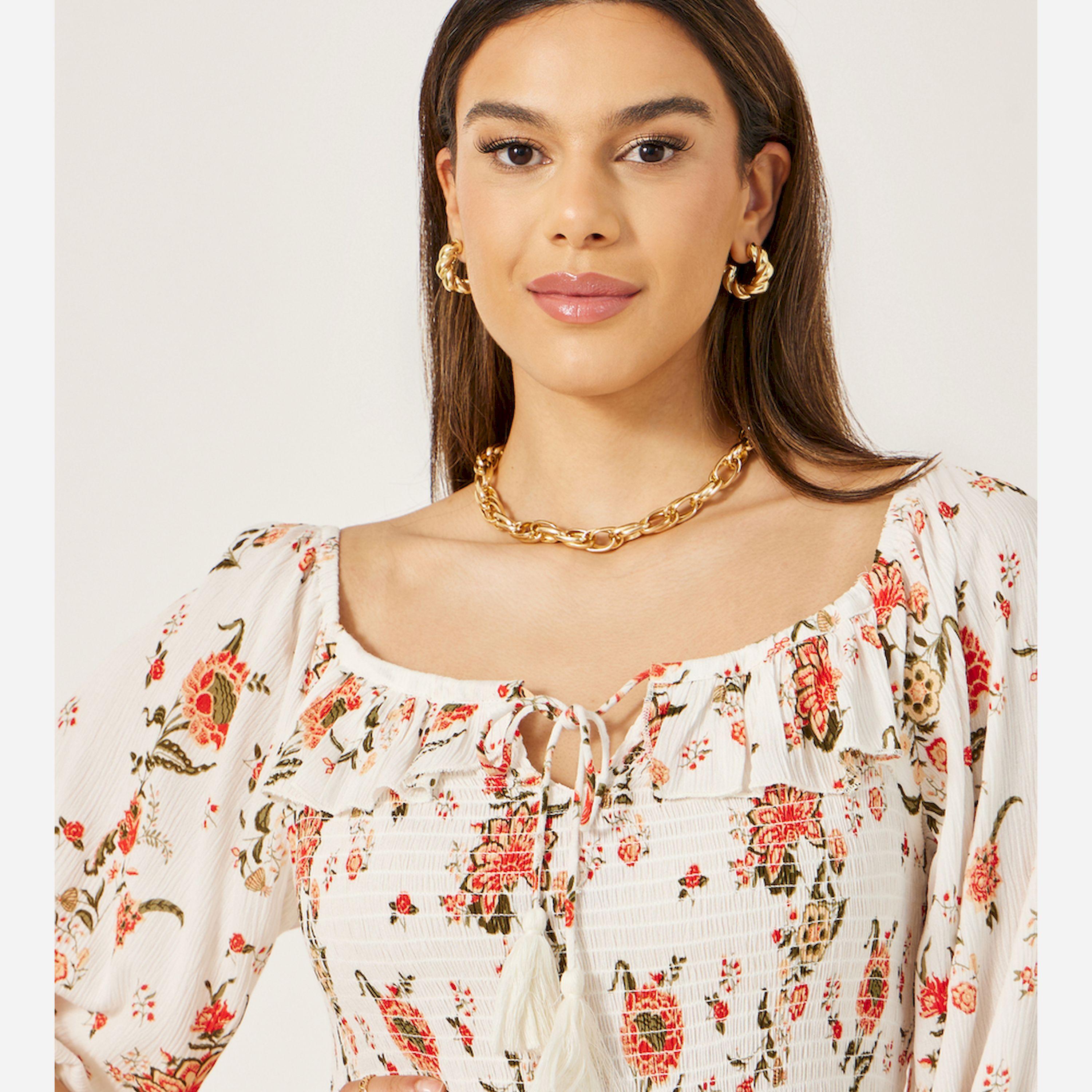 Styli Bohemian Off Shoulder Long Sleeves Tiered Midi Dress-women-clothing-dresses-image-4