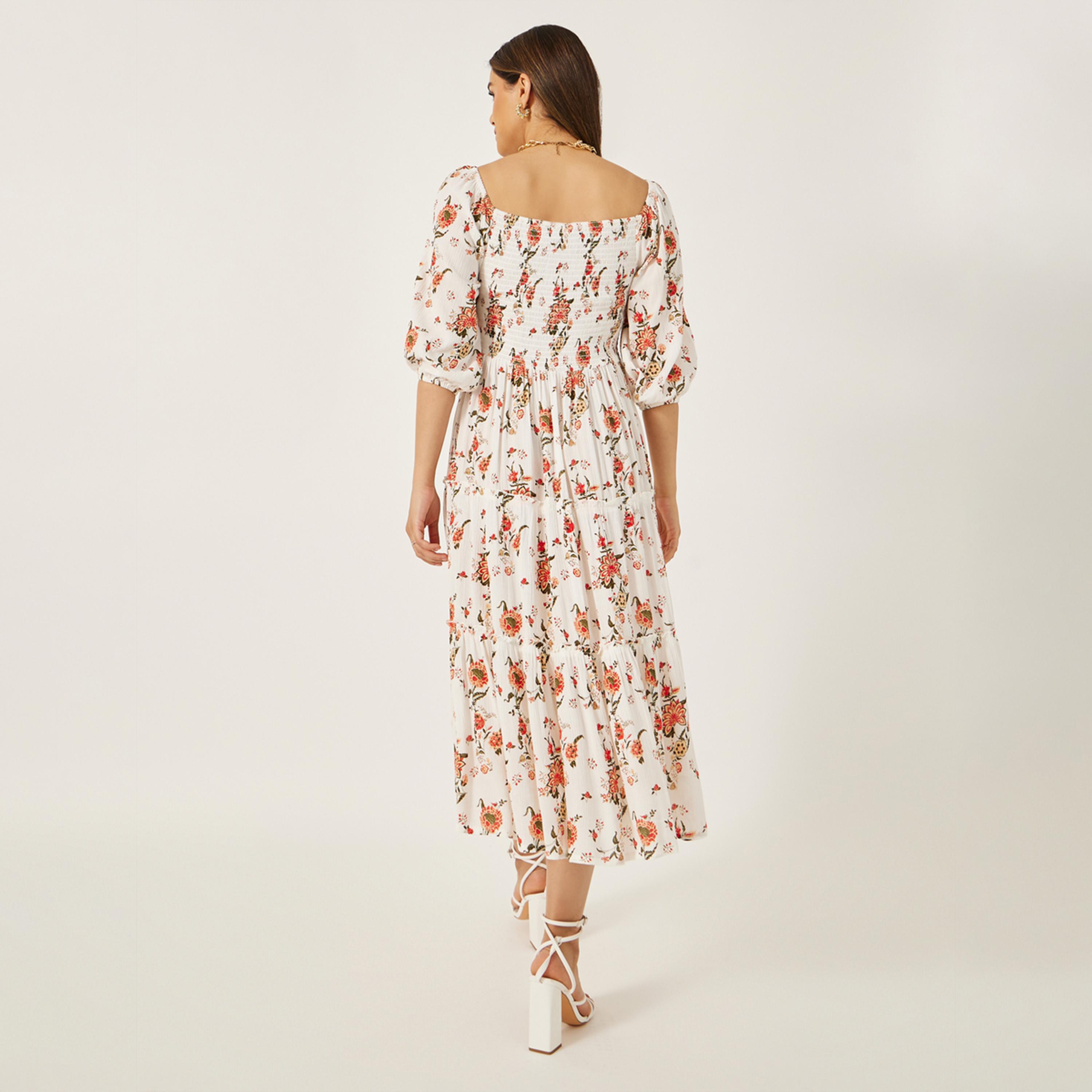 Styli Bohemian Off Shoulder Long Sleeves Tiered Midi Dress-women-clothing-dresses-image-6