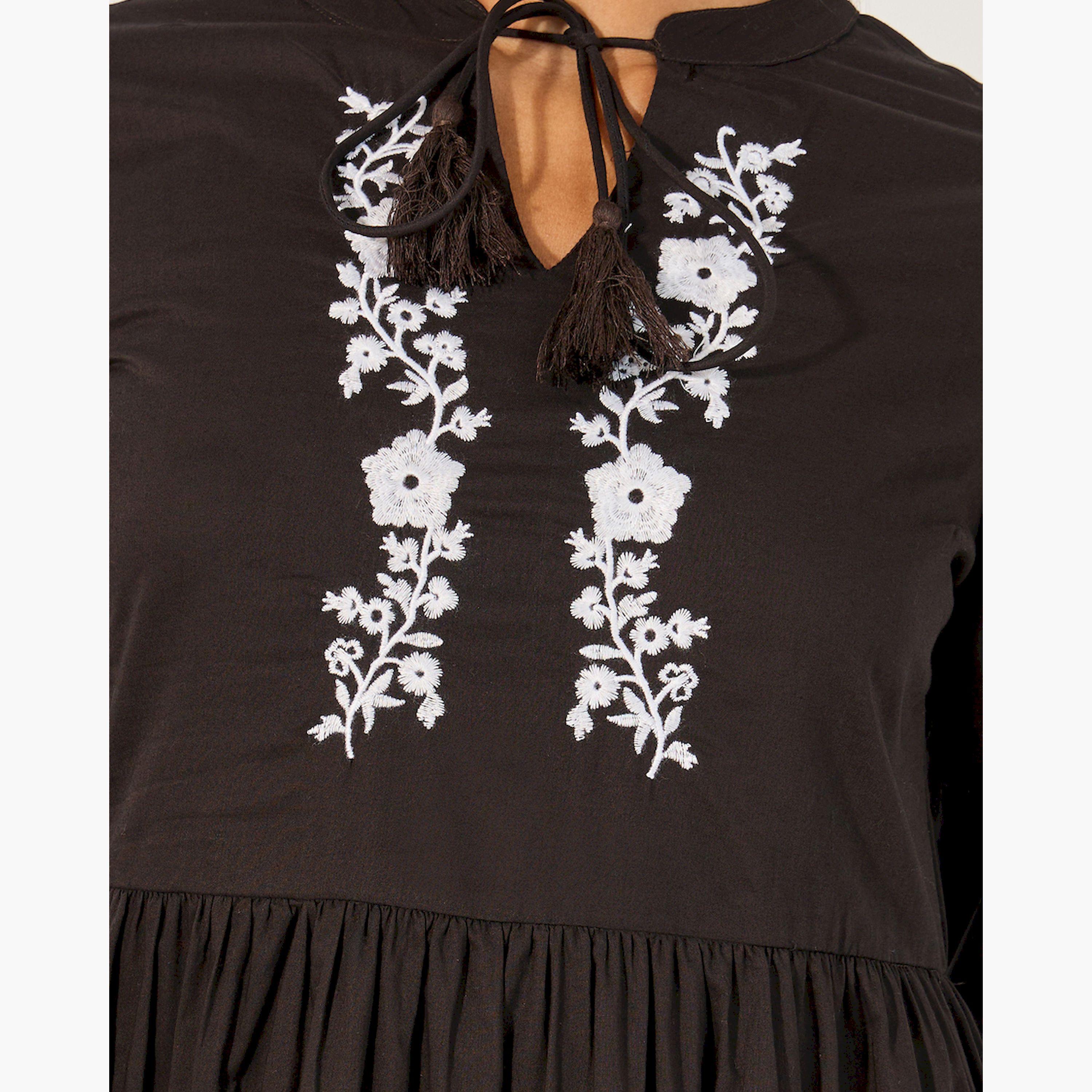 ستايلي - فستان ميدي مطرز بأكمام طويلة-women-clothing-dresses-image-4