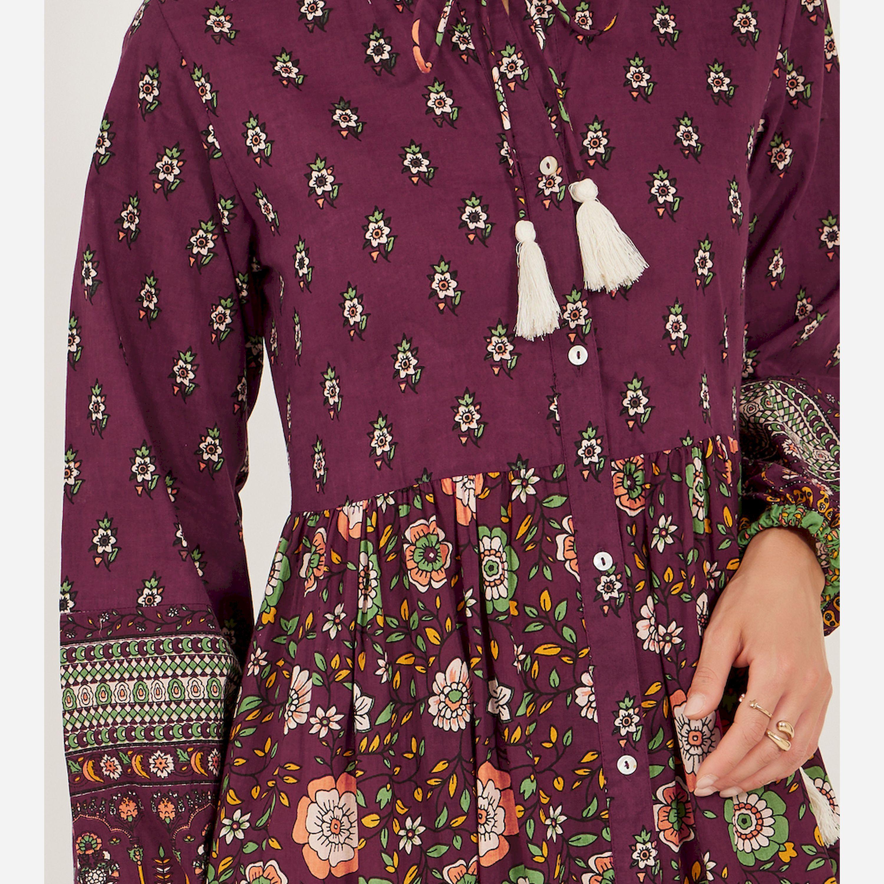 Styli Bohemian Long Sleeves Tiered Maxi Dress-women-clothing-dresses-image-5