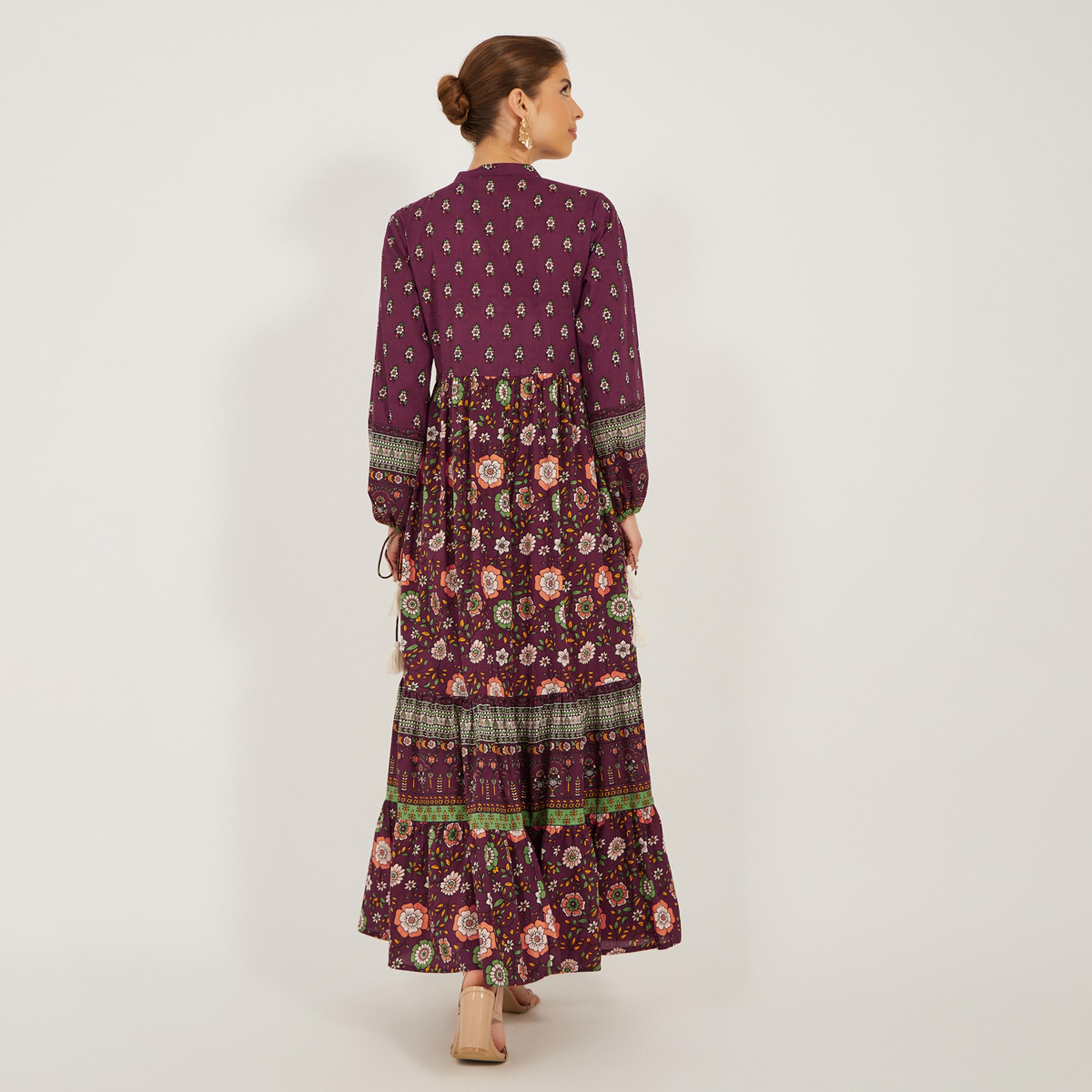 Styli Bohemian Long Sleeves Tiered Maxi Dress-women-clothing-dresses-image-6
