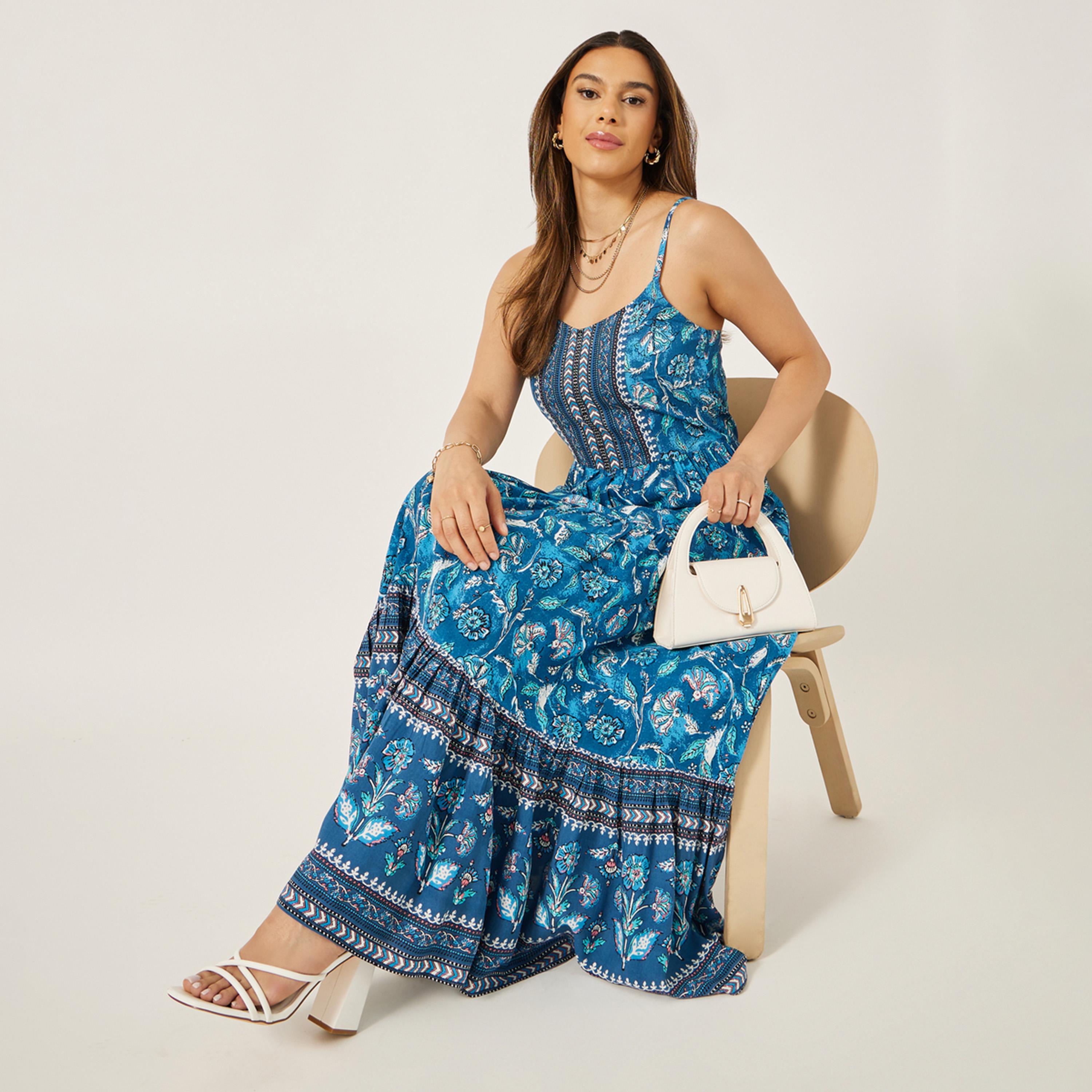 ستايلي - فستان ماكسي على شكل حرف A بأشرطة بوهيمية-women-clothing-dresses-image-1