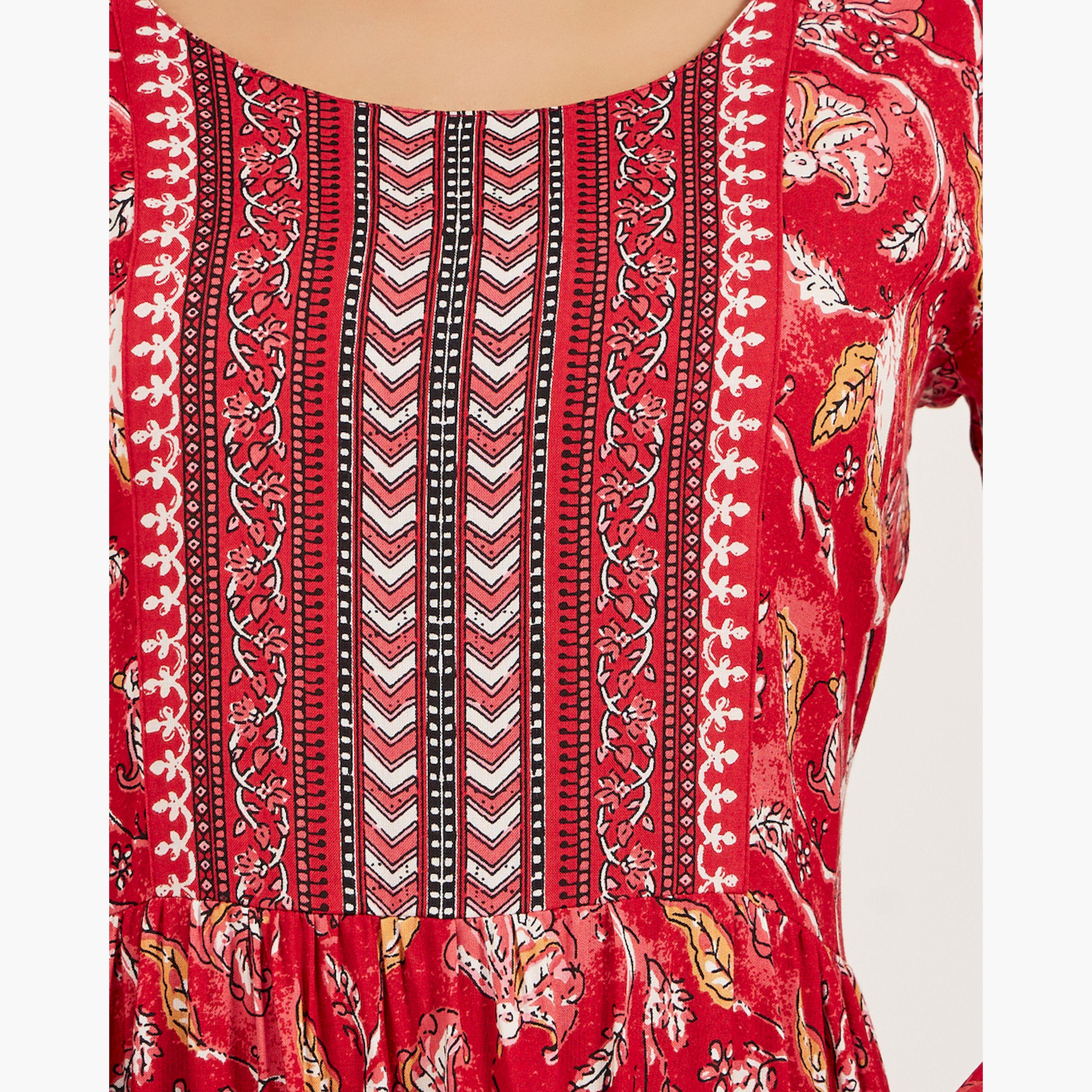 Styli Floral Print Bell Sleeves A-Line Maxi Dress-women-clothing-dresses-image-4