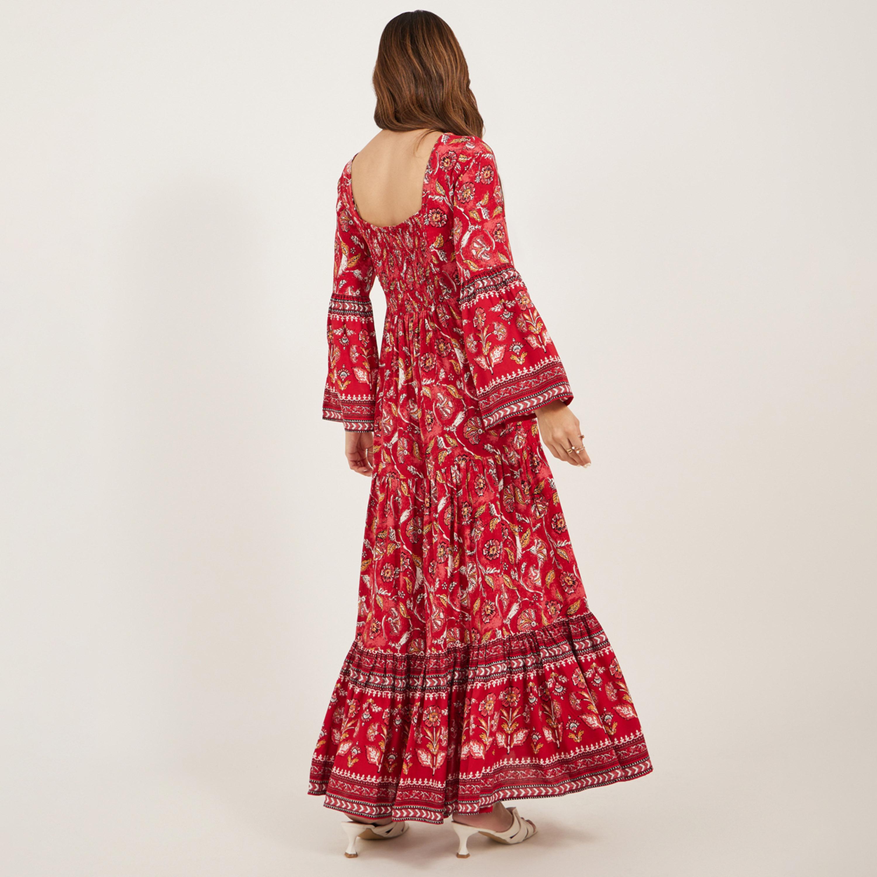 Styli Floral Print Bell Sleeves A-Line Maxi Dress-women-clothing-dresses-image-5