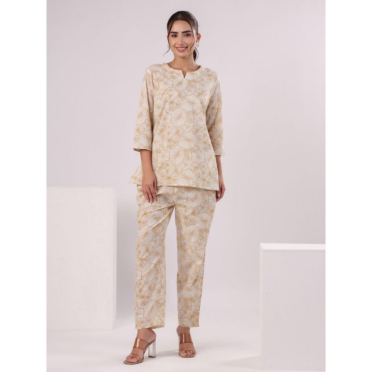 Sanskrutihomes Floral Print Longline Top & Pants Co-Ords-women-clothing-coordsets-image-1