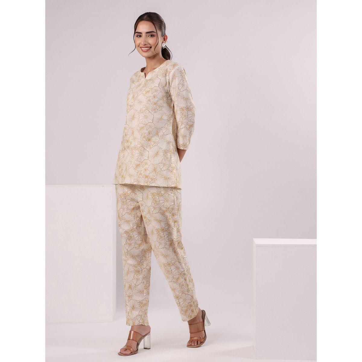 Sanskrutihomes Floral Print Longline Top & Pants Co-Ords-women-clothing-coordsets-image-2