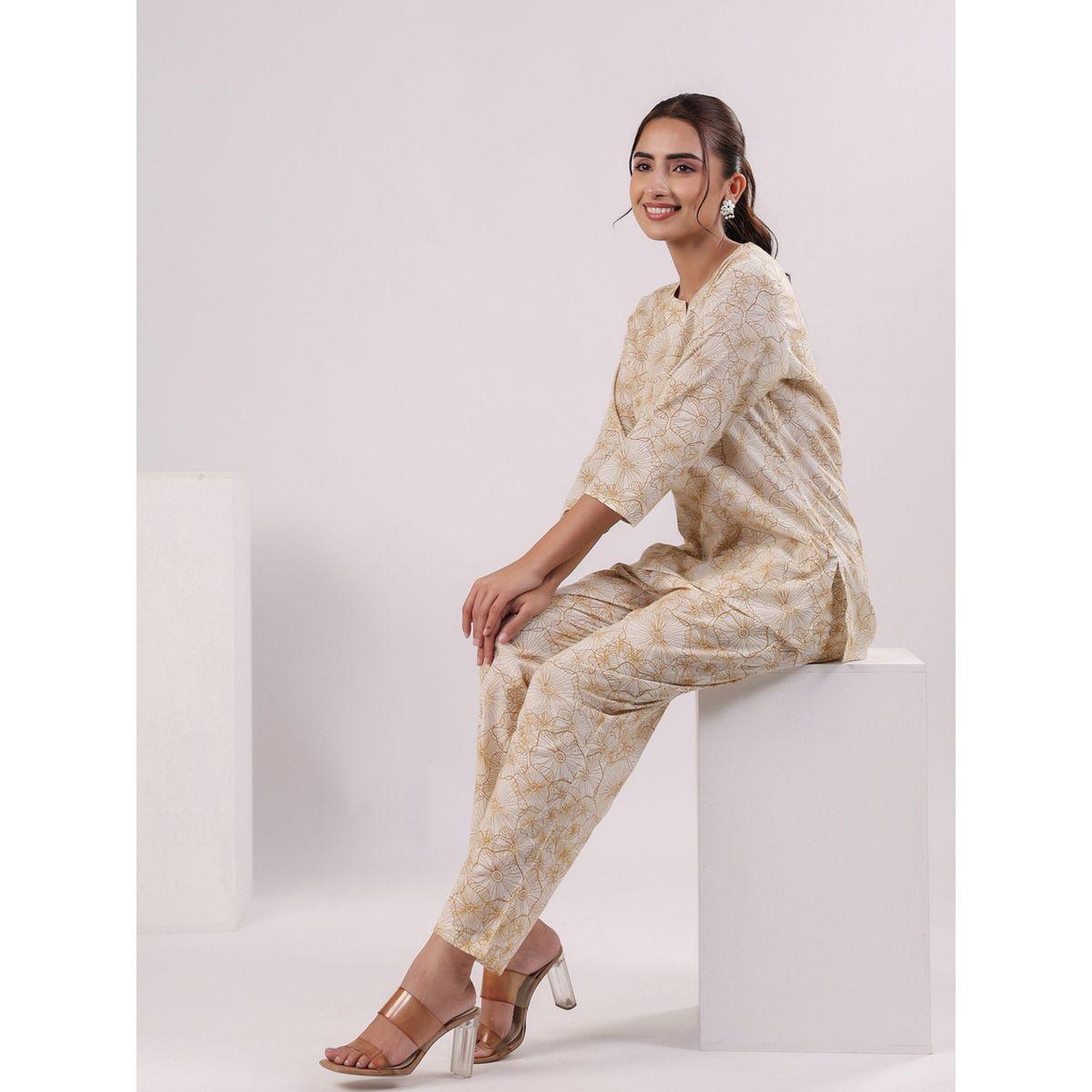Sanskrutihomes Floral Print Longline Top & Pants Co-Ords-women-clothing-coordsets-image-3