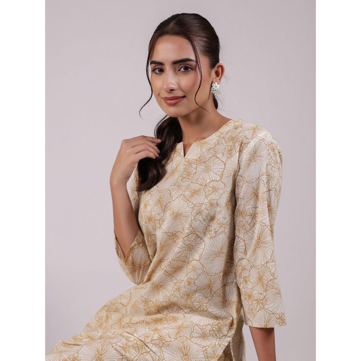 Sanskrutihomes Floral Print Longline Top & Pants Co-Ords-women-clothing-coordsets-image-5