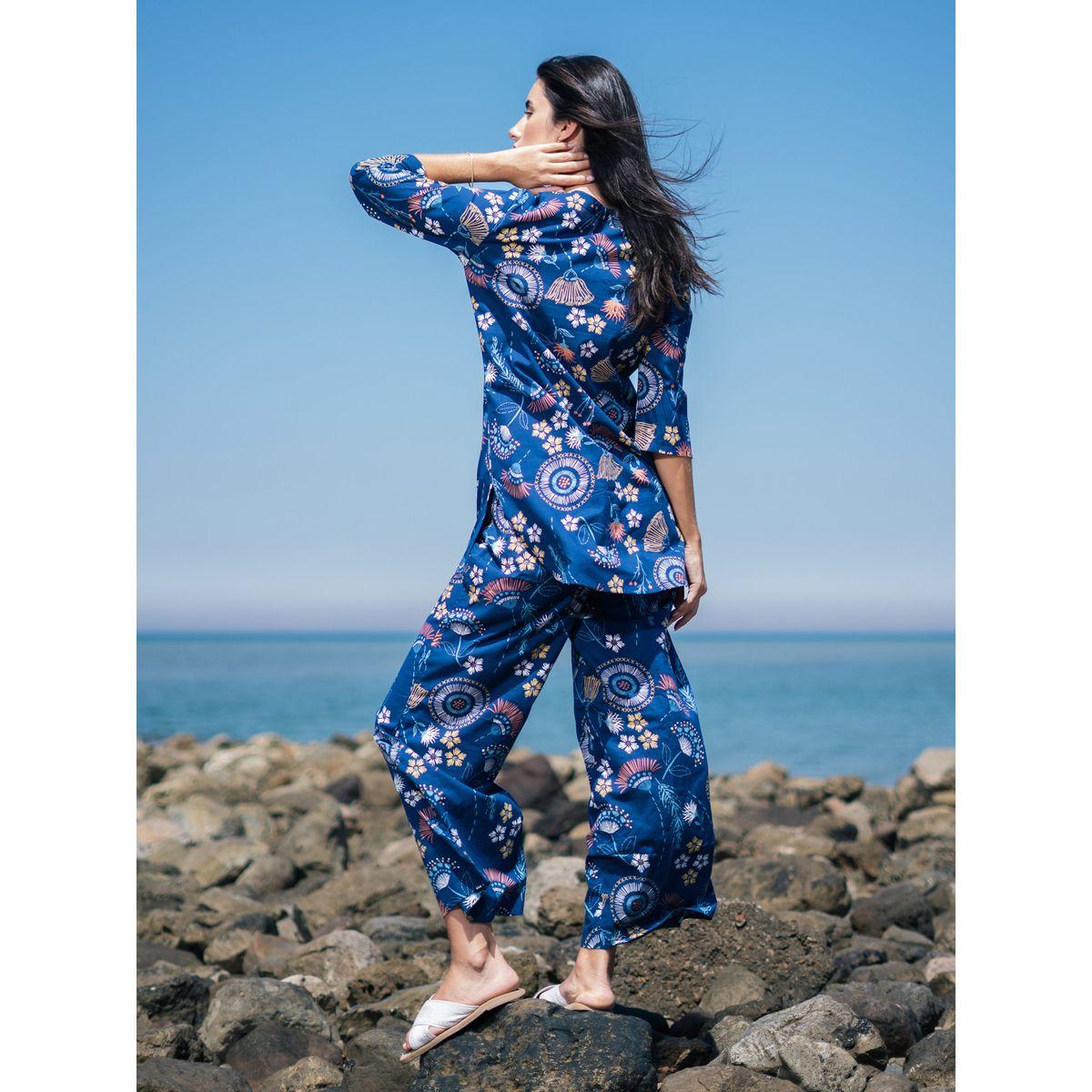 Sanskrutihomes All Over Print Longline Top & Pants Co-Ords-women-clothing-coordsets-image-5