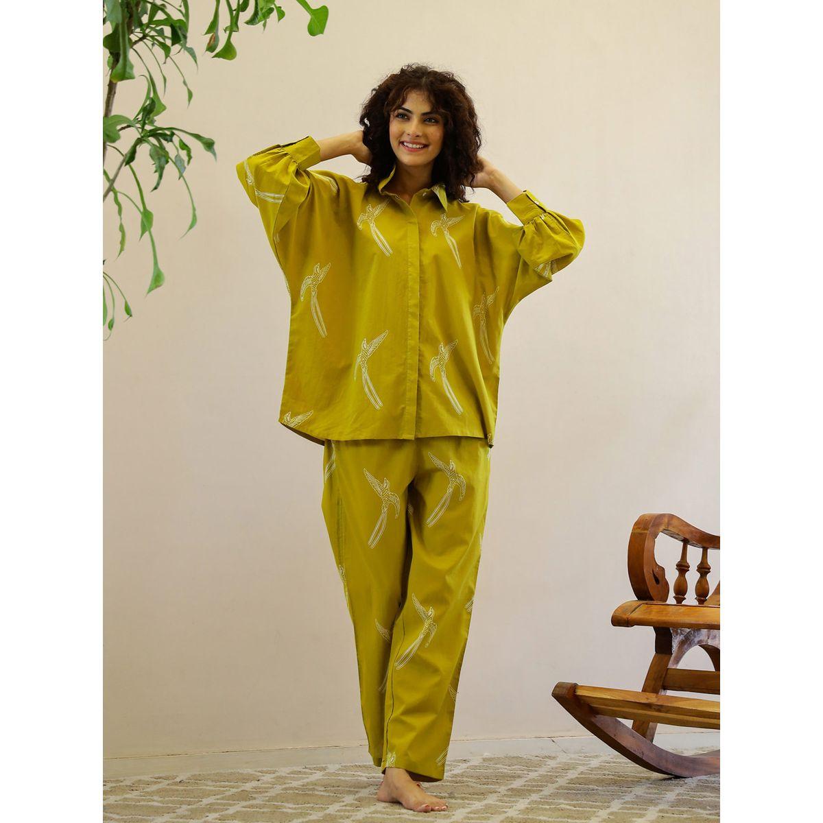 Sanskrutihomes Graphic Print Relaxed Fit Shirt & Pants Co-Ords-women-clothing-coordsets-image-1
