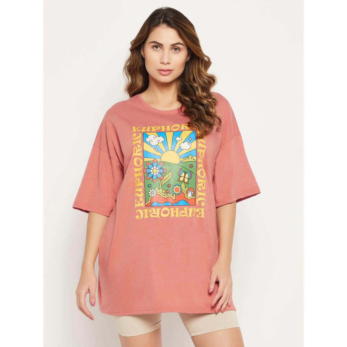 Clovia X Styli  Oversized Cotton Text & Graphic Print T-Shirt-women-clothing-tshirts-image-3