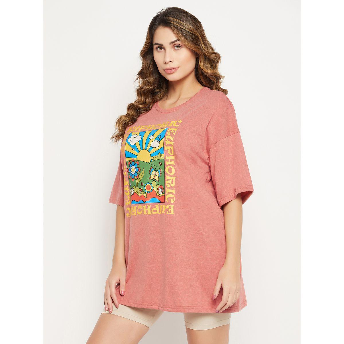 Clovia X Styli  Oversized Cotton Text & Graphic Print T-Shirt-women-clothing-tshirts-image-4