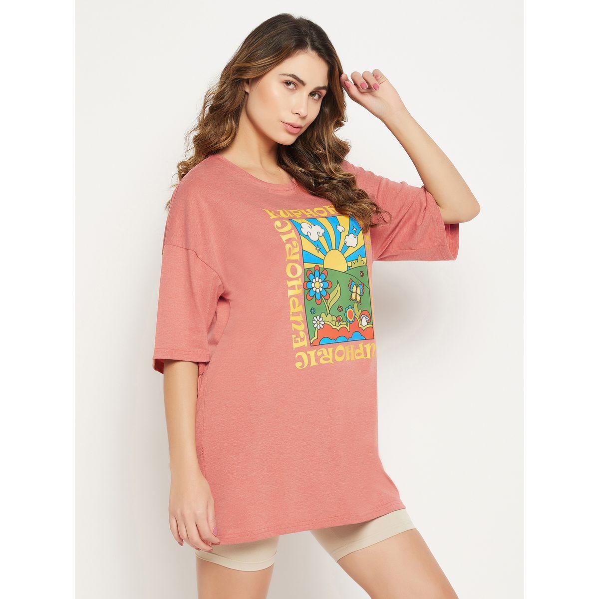 Clovia X Styli  Oversized Cotton Text & Graphic Print T-Shirt-women-clothing-tshirts-image-5