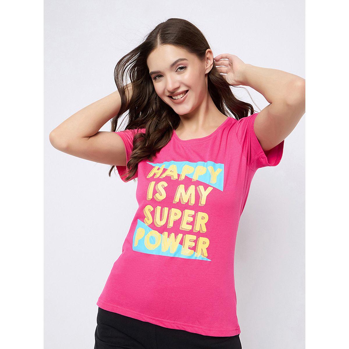 Clovia X Styli  Regular Fit Cotton Text Print T-Shirt-women-clothing-tshirts-image-1