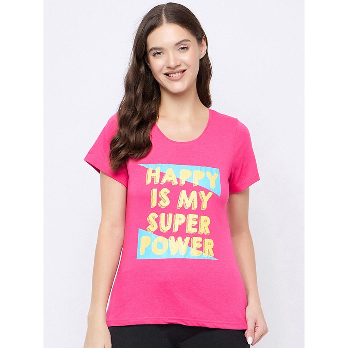 تيشيرت بطبعة جرافيك مع ياقة دائرية كلوفيا × ستايلي-women-clothing-tshirts-image-2