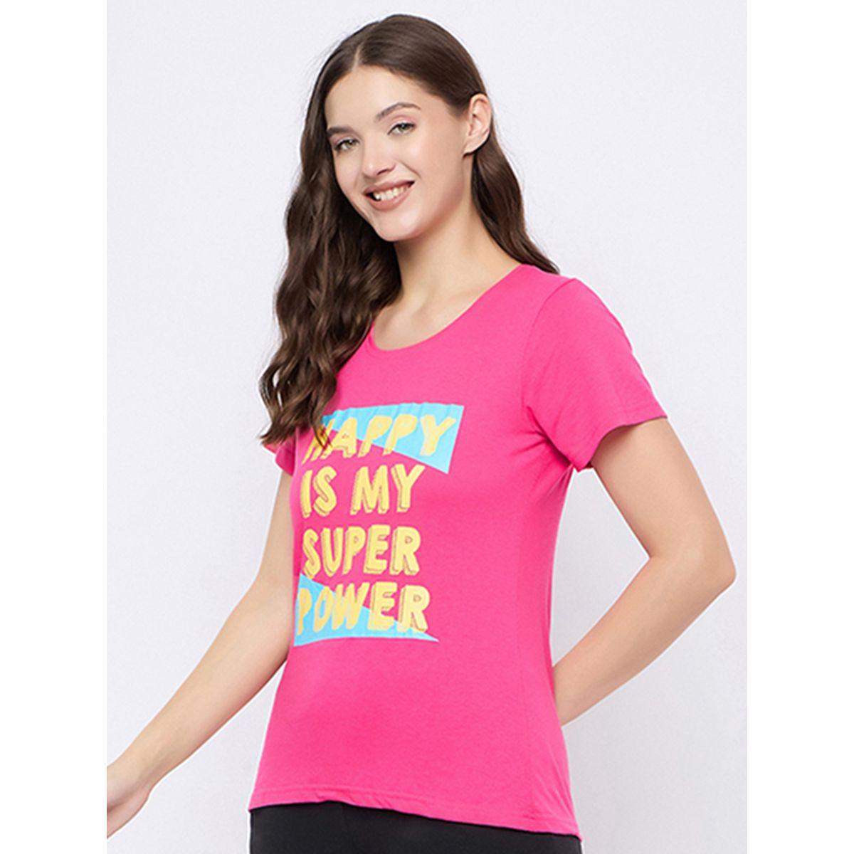 Clovia X Styli  Regular Fit Cotton Text Print T-Shirt-women-clothing-tshirts-image-3