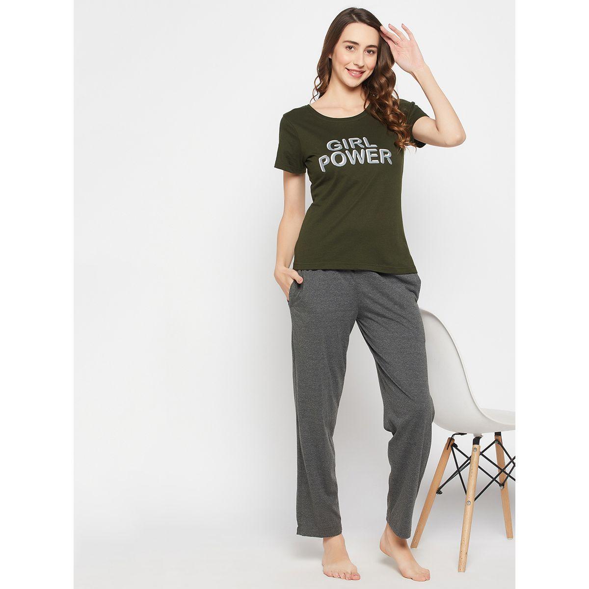 تيشيرت مطبع بكتابة مع قصة عادية كلوفيا × ستايلي-women-clothing-tshirts-image-1