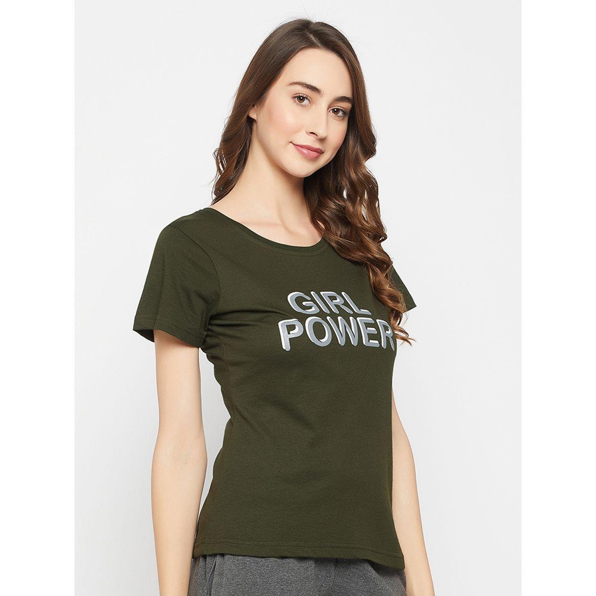 تيشيرت مطبع بكتابة مع قصة عادية كلوفيا × ستايلي-women-clothing-tshirts-image-5