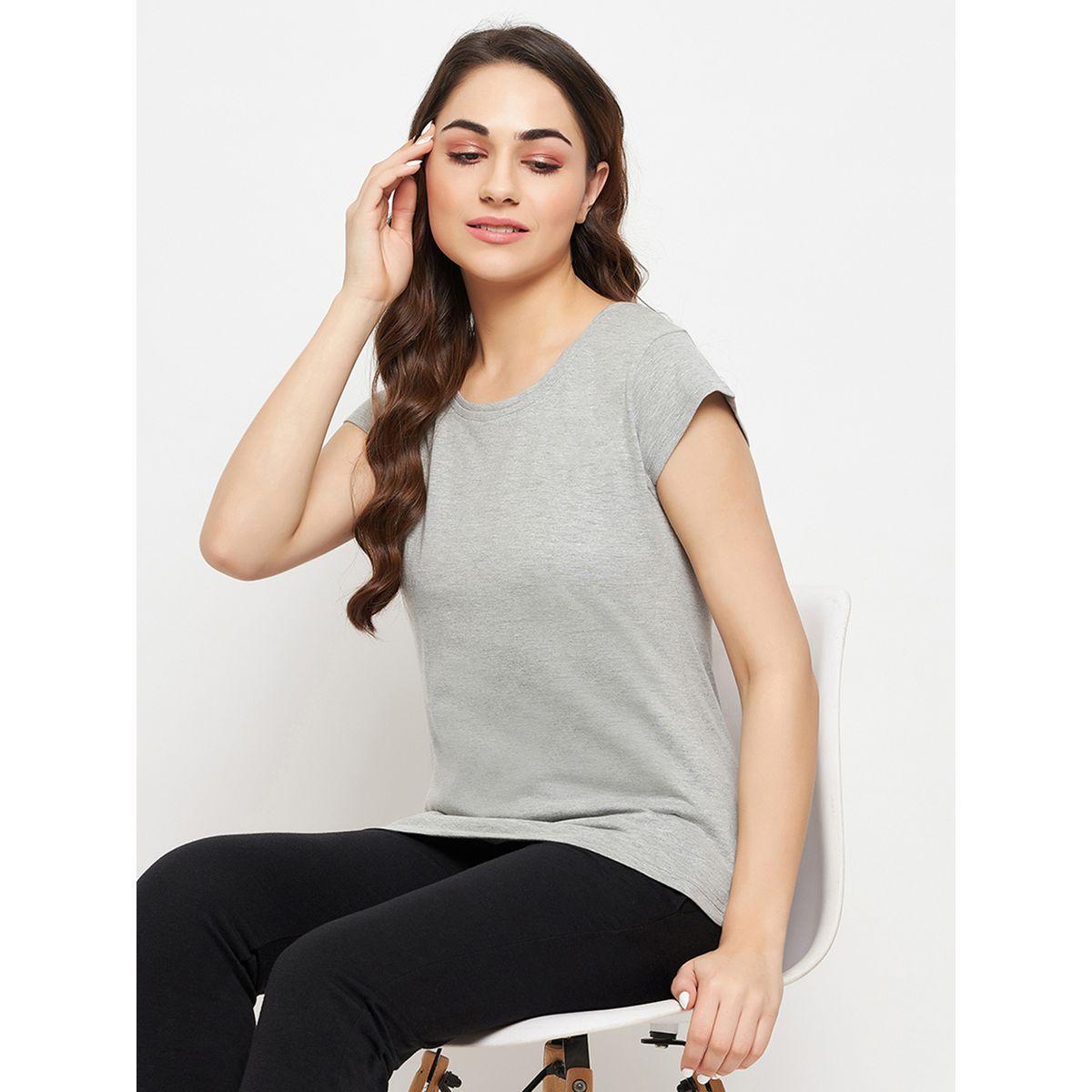Clovia X Styli  Regular Fit Basic Cotton T-Shirt-women-clothing-tshirts-image-1