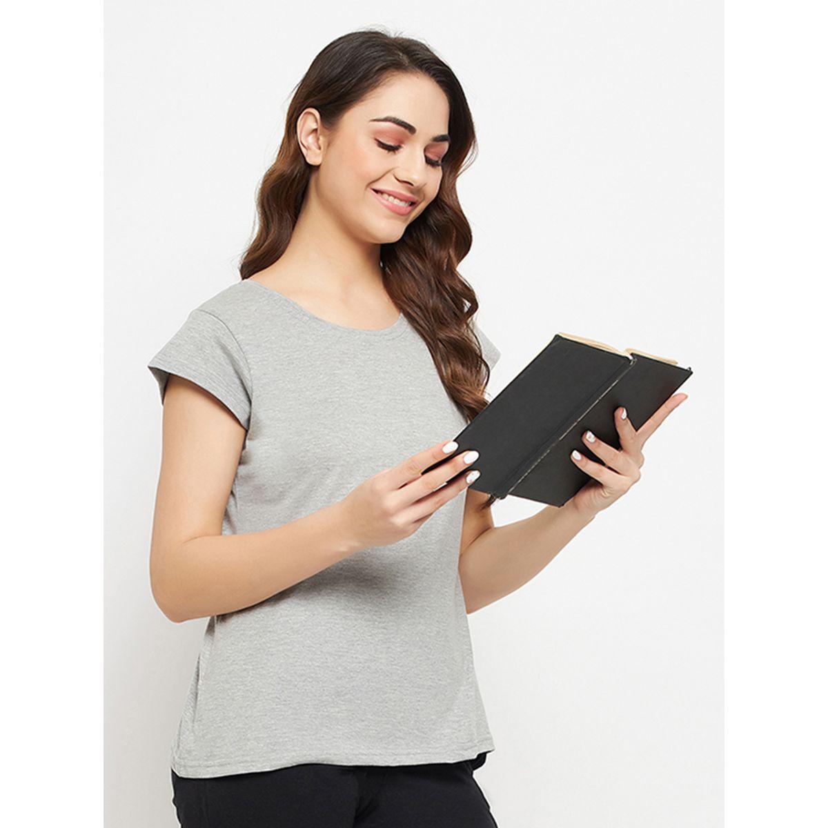 تيشيرت قطن بقصة عادية كلوفيا × ستايلي-women-clothing-tshirts-image-2